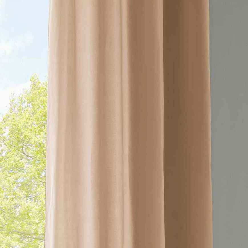 1er Set Vorhänge Schal Ösen »Berlin« Microsatin Lichtdurchlässig Uni Matt 20405N Sand HxB 145x140 cm Vorhang 20405Nsand-175 | Gardinenbox.de