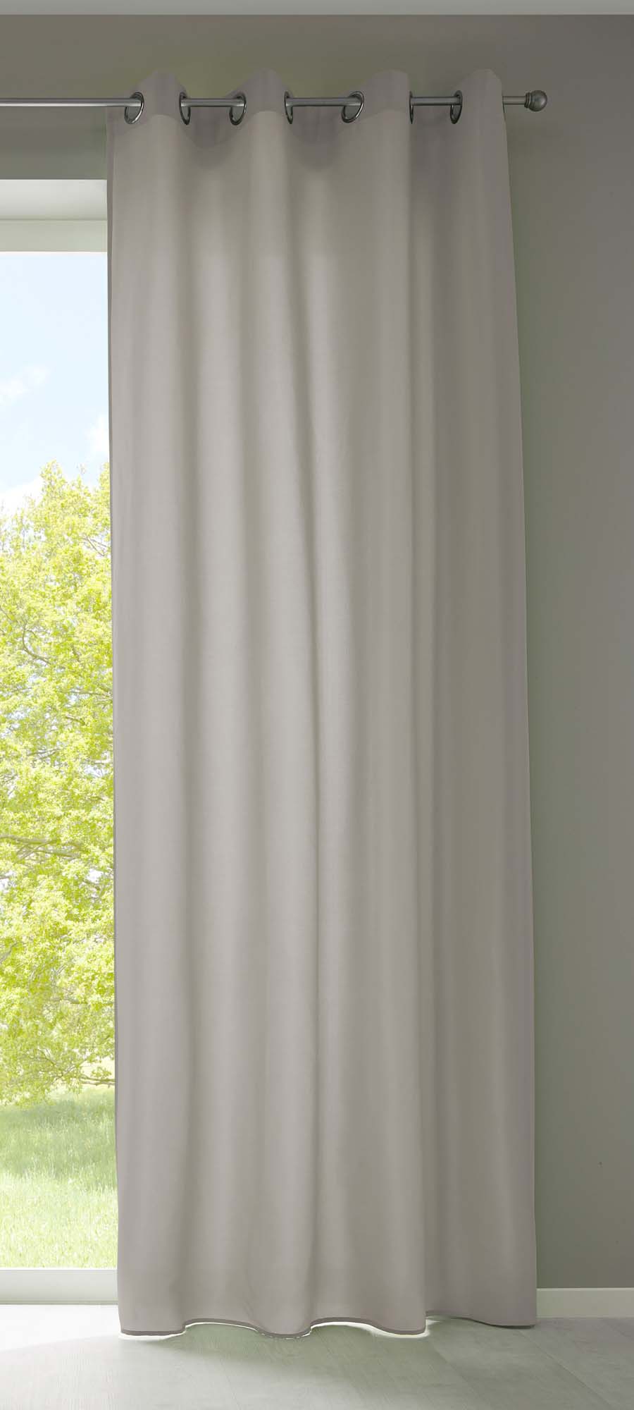 1er Set Vorhänge Schal Ösen »Berlin« Microsatin Lichtdurchlässig Uni Matt 20405N Stein HxB 245x140 cm Vorhang 20405Nstein | Gardinenbox.de