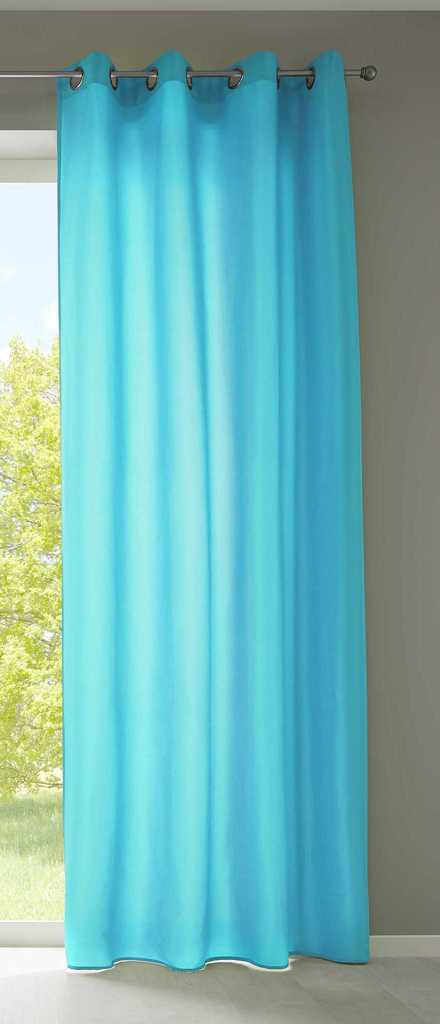 1er Set Vorhänge Schal Ösen »Berlin« Microsatin Lichtdurchlässig Uni Matt 20405N Türkis HxB 245x140 cm Vorhang 20405Ntuerkis | Gardinenbox.de