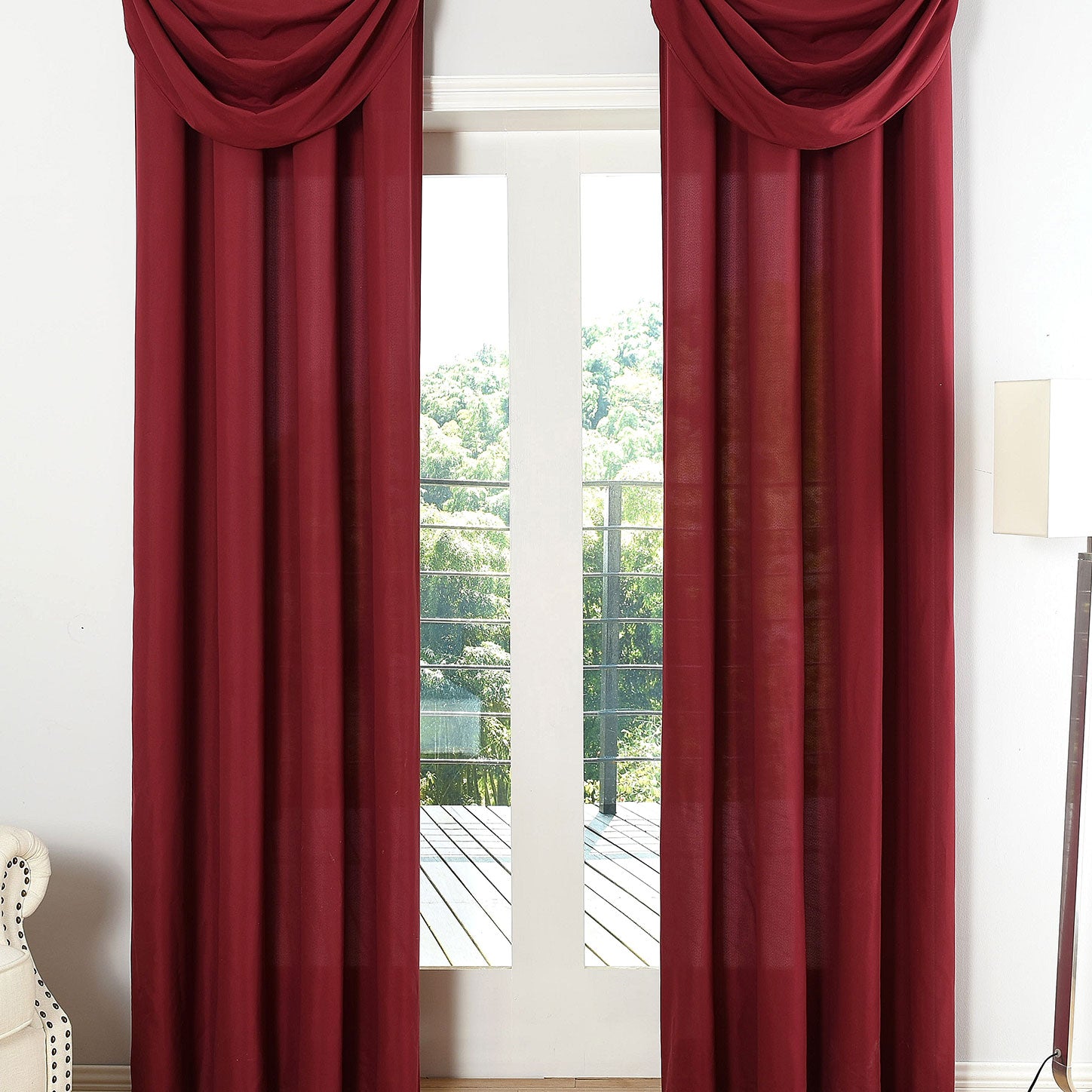 Vorhang Set Schal Ösen Microsatin Segeltuch Querbehang lichtdurchlässig Deko Wohnzimmer 20405S4 Bordeaux HxB 175x140 cm Vorhang Set 20405S4bordeaux | Gardinenbox.de