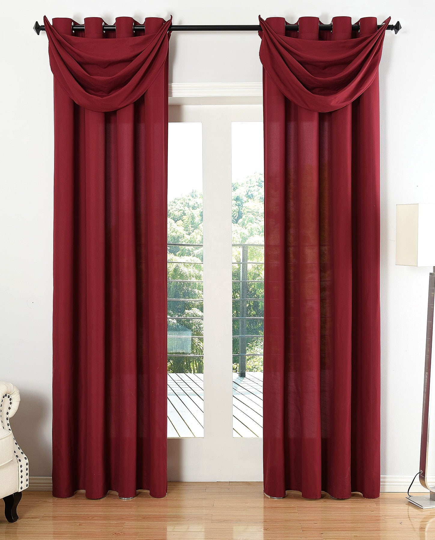 Vorhang Set Schal Ösen Microsatin Segeltuch Querbehang lichtdurchlässig Deko Wohnzimmer 20405S4 Bordeaux HxB 225x140 cm Vorhang Set 20405S4bordeaux_4e4dd54c-f300-4d14-8f50-77c1460ef8f5 | Gardinenbox.de