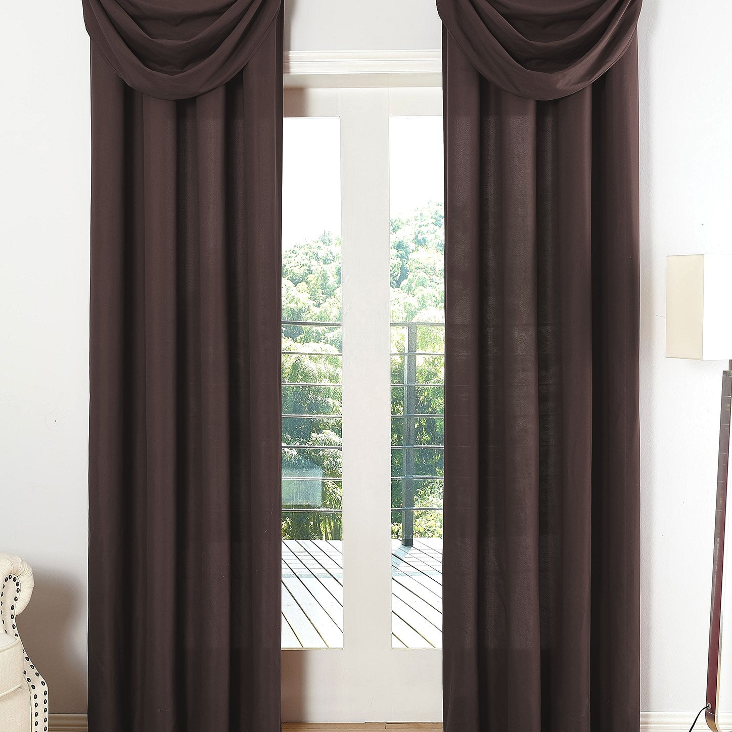 Vorhang Set Schal Ösen Microsatin Segeltuch Querbehang lichtdurchlässig Deko Wohnzimmer 20405S4 Braun HxB 175x140 cm Vorhang Set 20405S4braun | Gardinenbox.de