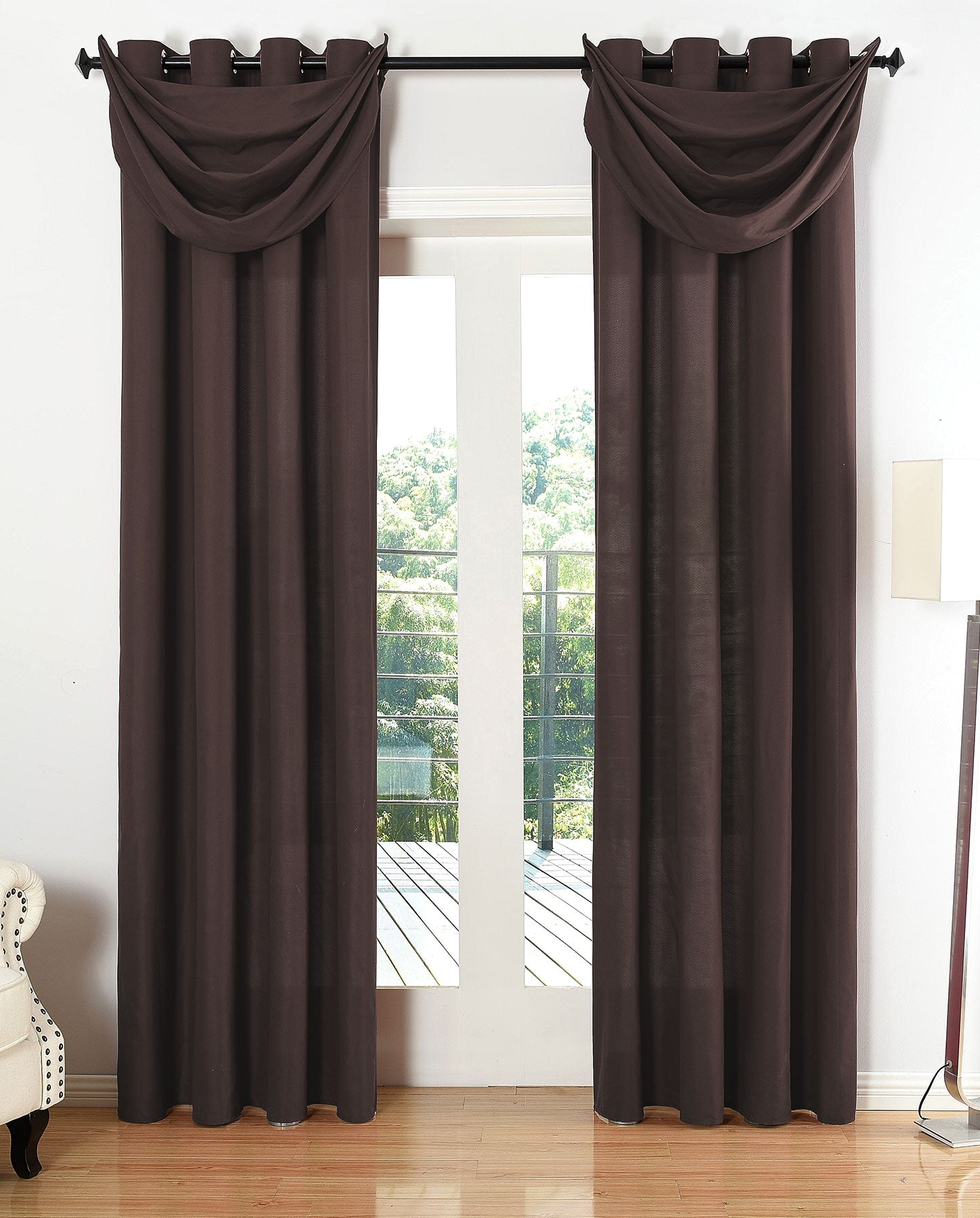 Vorhang Set Schal Ösen Microsatin Segeltuch Querbehang lichtdurchlässig Deko Wohnzimmer 20405S4 Braun HxB 245x140 cm Vorhang Set 20405S4braun_21349ebb-6319-448e-b310-5a01a2bb4f9e | Gardinenbox.de