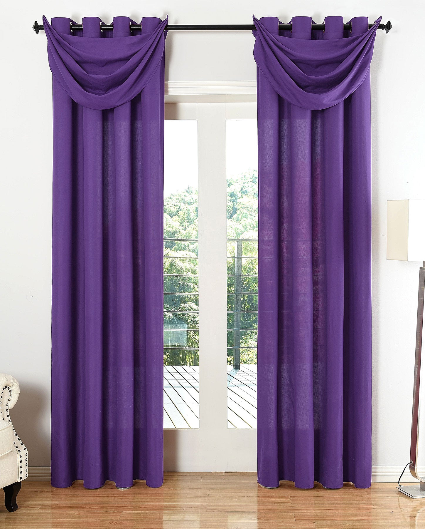 Vorhang Set Schal Ösen Microsatin Segeltuch Querbehang lichtdurchlässig Deko Wohnzimmer 20405S4 Lila HxB 225x140 cm Vorhang Set 20405S4lila_249255c7-bc18-45f7-ab5d-99fea170108e | Gardinenbox.de