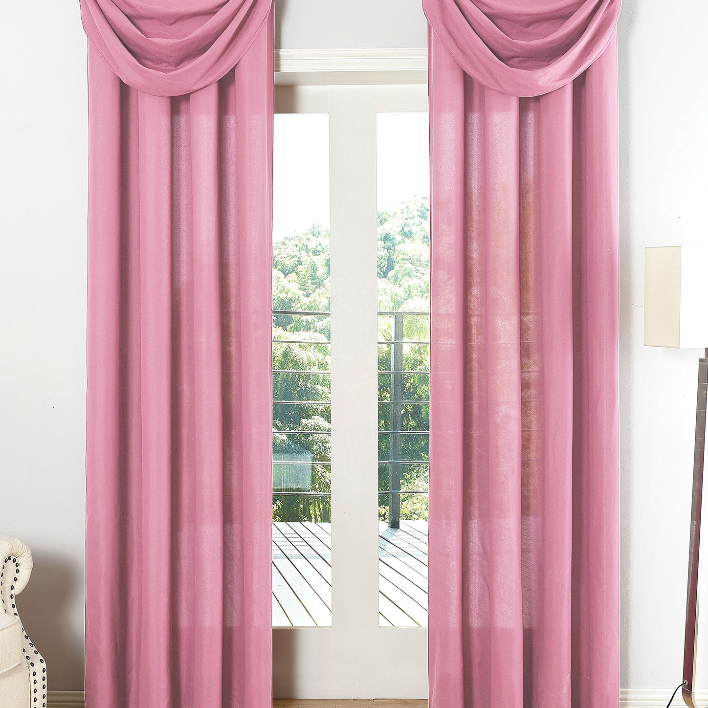 Vorhang Set Schal Ösen Microsatin Segeltuch Querbehang lichtdurchlässig Deko Wohnzimmer 20405S4 Pink HxB 175x140 cm Vorhang Set 20405S4pink | Gardinenbox.de