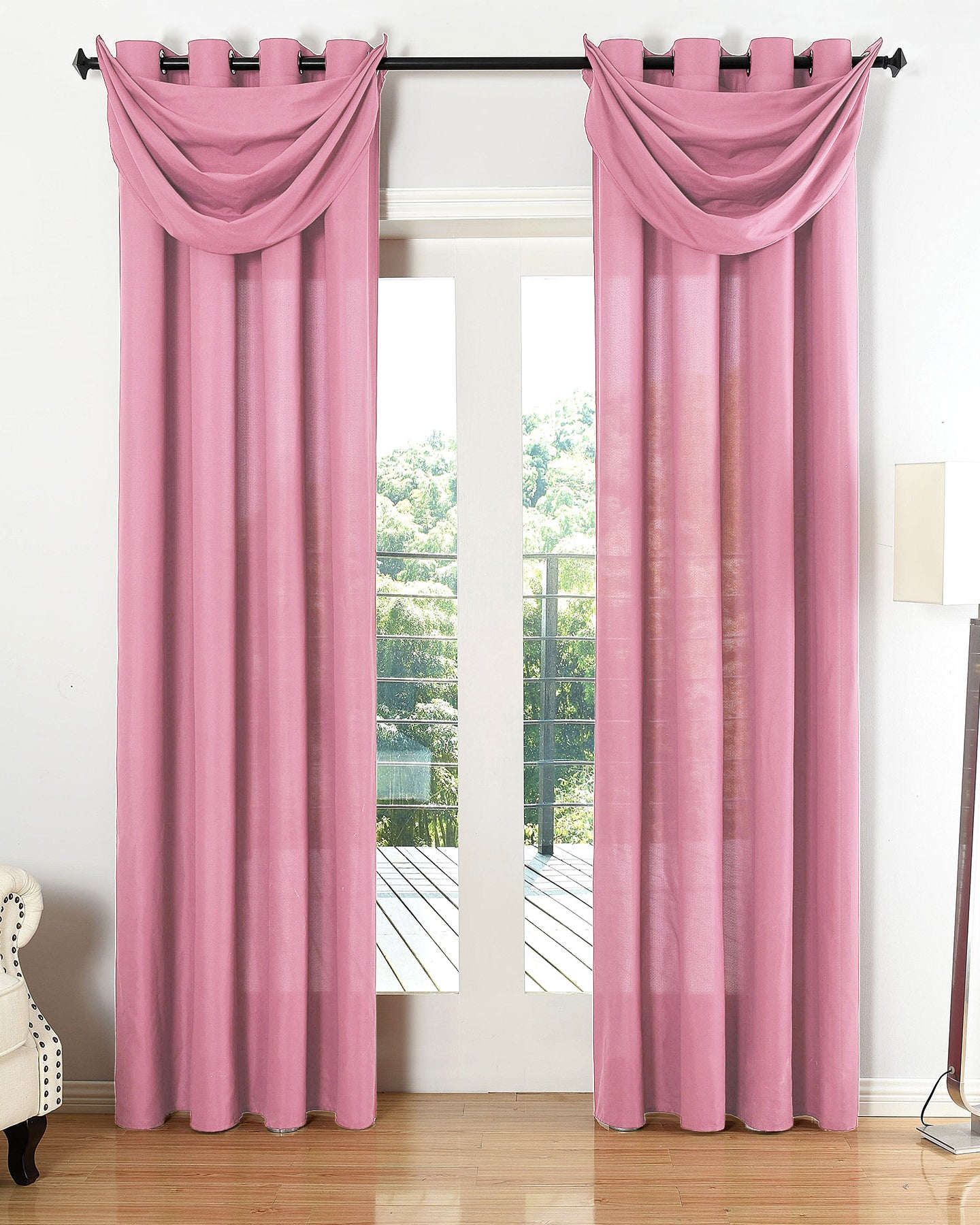 Vorhang Set Schal Ösen Microsatin Segeltuch Querbehang lichtdurchlässig Deko Wohnzimmer 20405S4 Pink HxB 245x140 cm Vorhang Set 20405S4pink_01dd4598-4ec5-43a0-ba4c-c344972cadf2 | Gardinenbox.de
