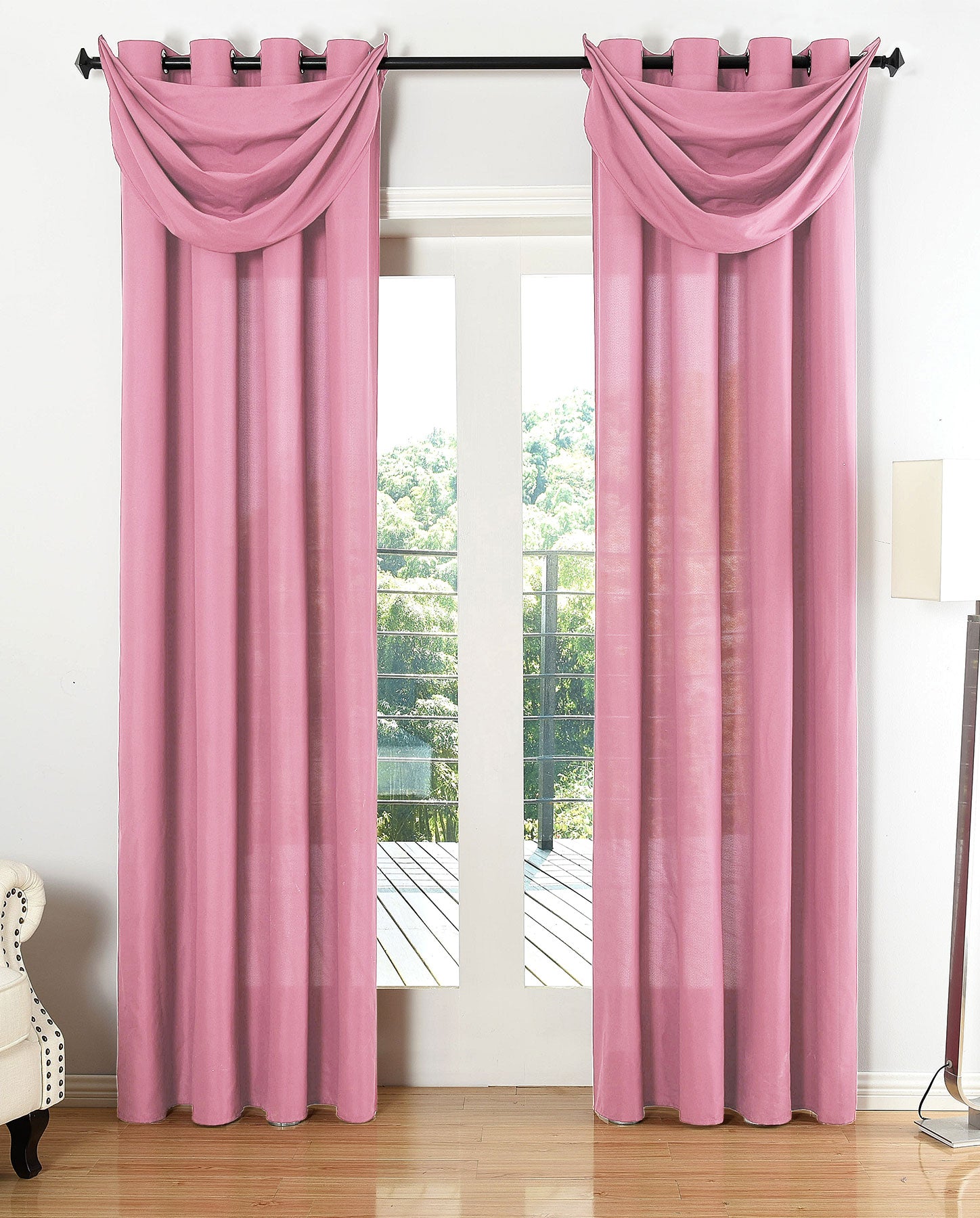 Vorhang Set Schal Ösen Microsatin Segeltuch Querbehang lichtdurchlässig Deko Wohnzimmer 20405S4 Pink HxB 225x140 cm Vorhang Set 20405S4pink_0d97082d-bf79-43c1-b4f2-f2736e386471 | Gardinenbox.de
