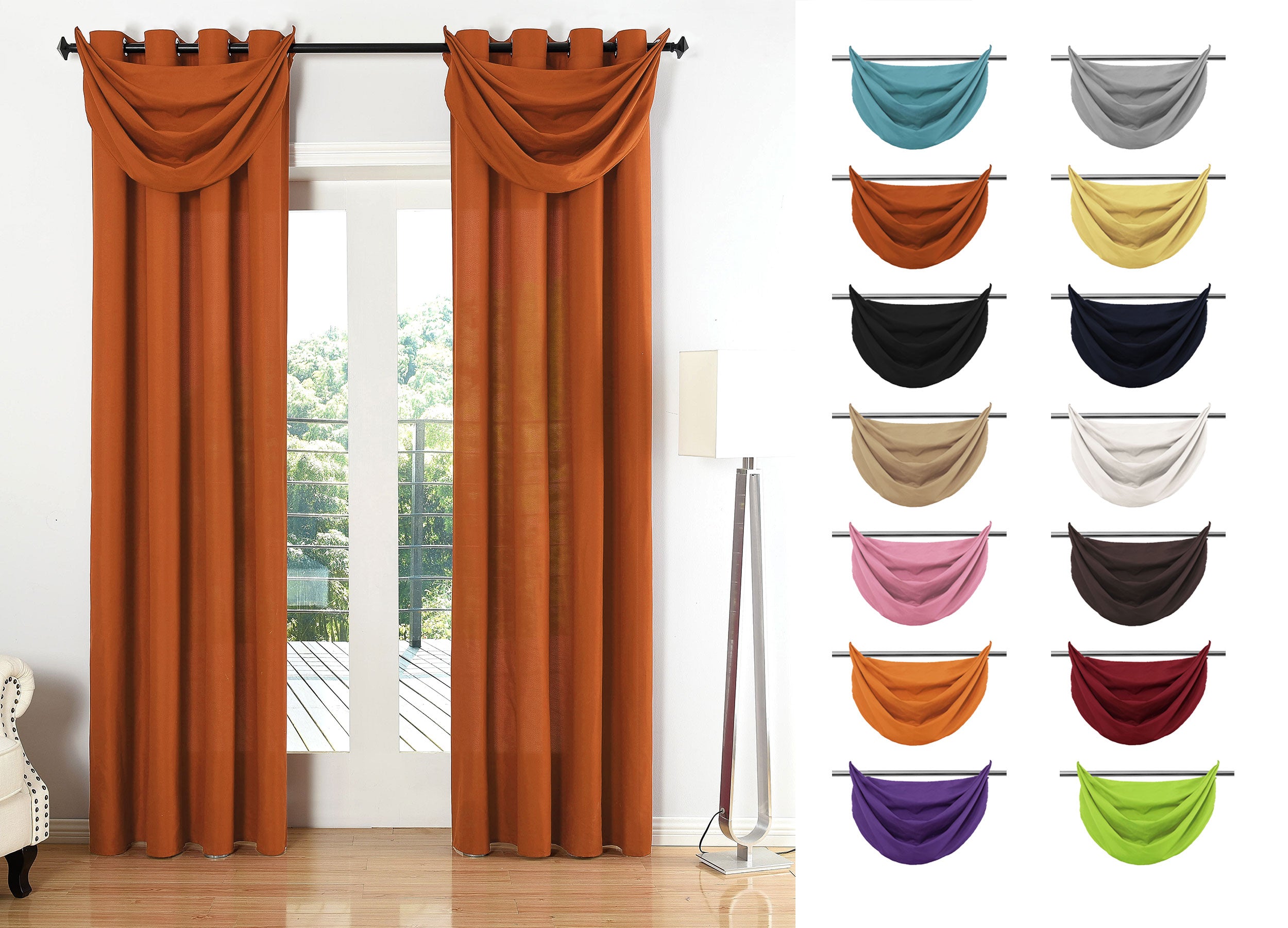 Vorhang Set Schal Ösen Microsatin Segeltuch Querbehang lichtdurchlässig Deko Wohnzimmer 20405S4 Vorhang Set 20405S4var | Gardinenbox.de