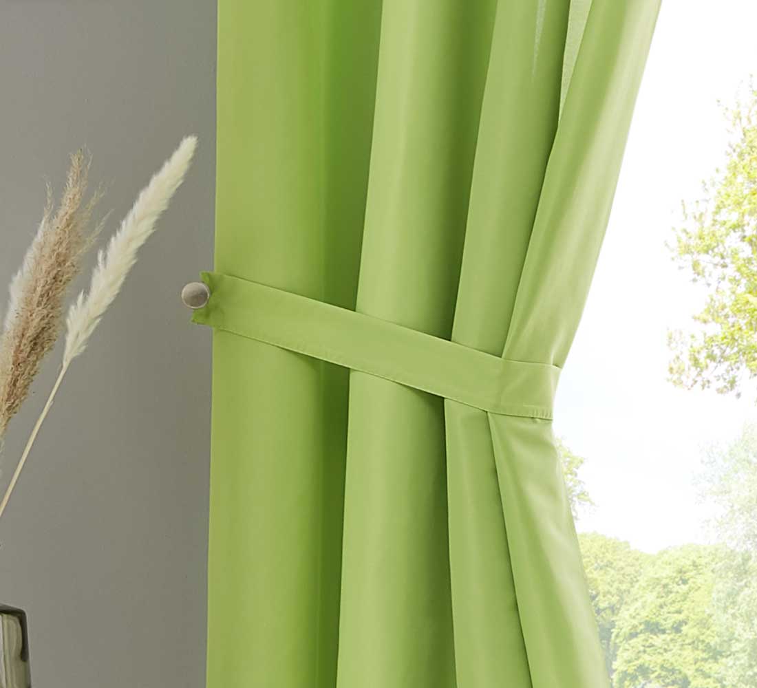 1er Set Vorhang Schal Schlaufen »Berlin« Microsatin Lichtdurchlässig Kräuselband Uni Matt 20400N Gardinenschal 20405_raff_apfelgruen_1 | Gardinenbox.de