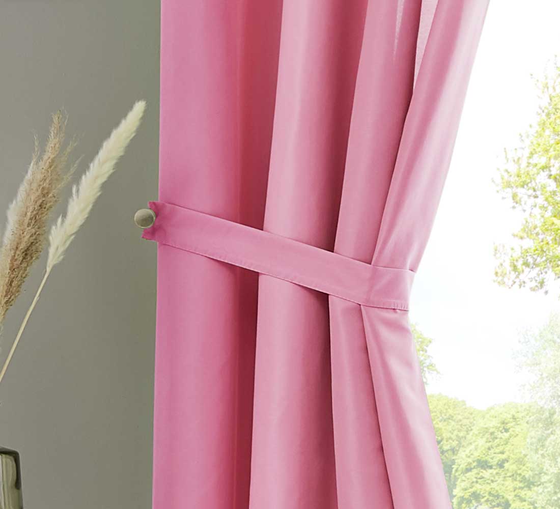 1er Set Vorhang Schal Schlaufen »Berlin« Microsatin Lichtdurchlässig Kräuselband Uni Matt 20400N Gardinenschal 20405_raff_pink_1 | Gardinenbox.de