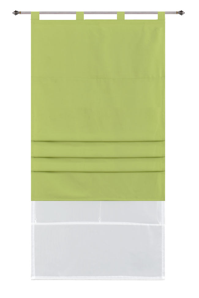 Doppel Raffrollo Palma Microsatin matt Voile Faltgardinen Faltrollo Schlaufenrollo mit Universalgardinenband 20410 Apfelgrün 100 x 175 (BxH) Raffrollo 20410apfelgruen | Gardinenbox.de
