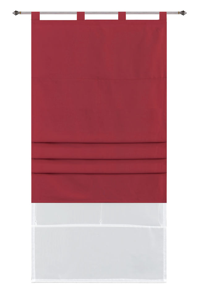 Doppel Raffrollo Palma Microsatin matt Voile Faltgardinen Faltrollo Schlaufenrollo mit Universalgardinenband 20410 Bordeaux 100 x 175 (BxH) Raffrollo 20410bordeaux | Gardinenbox.de