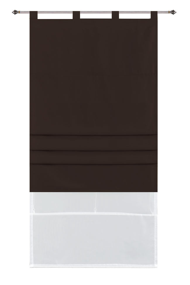 Doppel Raffrollo Palma Microsatin matt Voile Faltgardinen Faltrollo Schlaufenrollo mit Universalgardinenband 20410 Braun 100 x 175 (BxH) Raffrollo 20410braun | Gardinenbox.de