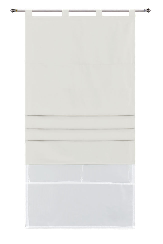 Doppel Raffrollo Palma Microsatin matt Voile Faltgardinen Faltrollo Schlaufenrollo mit Universalgardinenband 20410 Creme 80 x 175 (BxH) Raffrollo 20410creme_6ad1dee7-47fc-4964-94f6-1f1f0840fc2d | Gardinenbox.de
