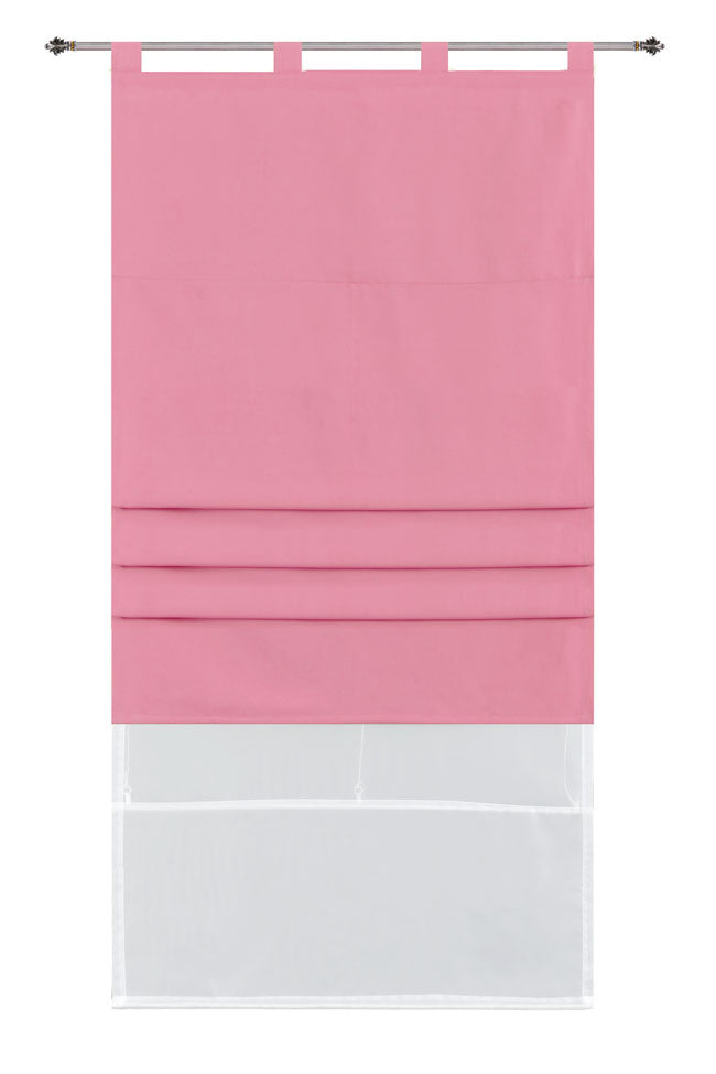 Doppel Raffrollo Palma Microsatin matt Voile Faltgardinen Faltrollo Schlaufenrollo mit Universalgardinenband 20410 Pink 100 x 175 (BxH) Raffrollo 20410pink | Gardinenbox.de