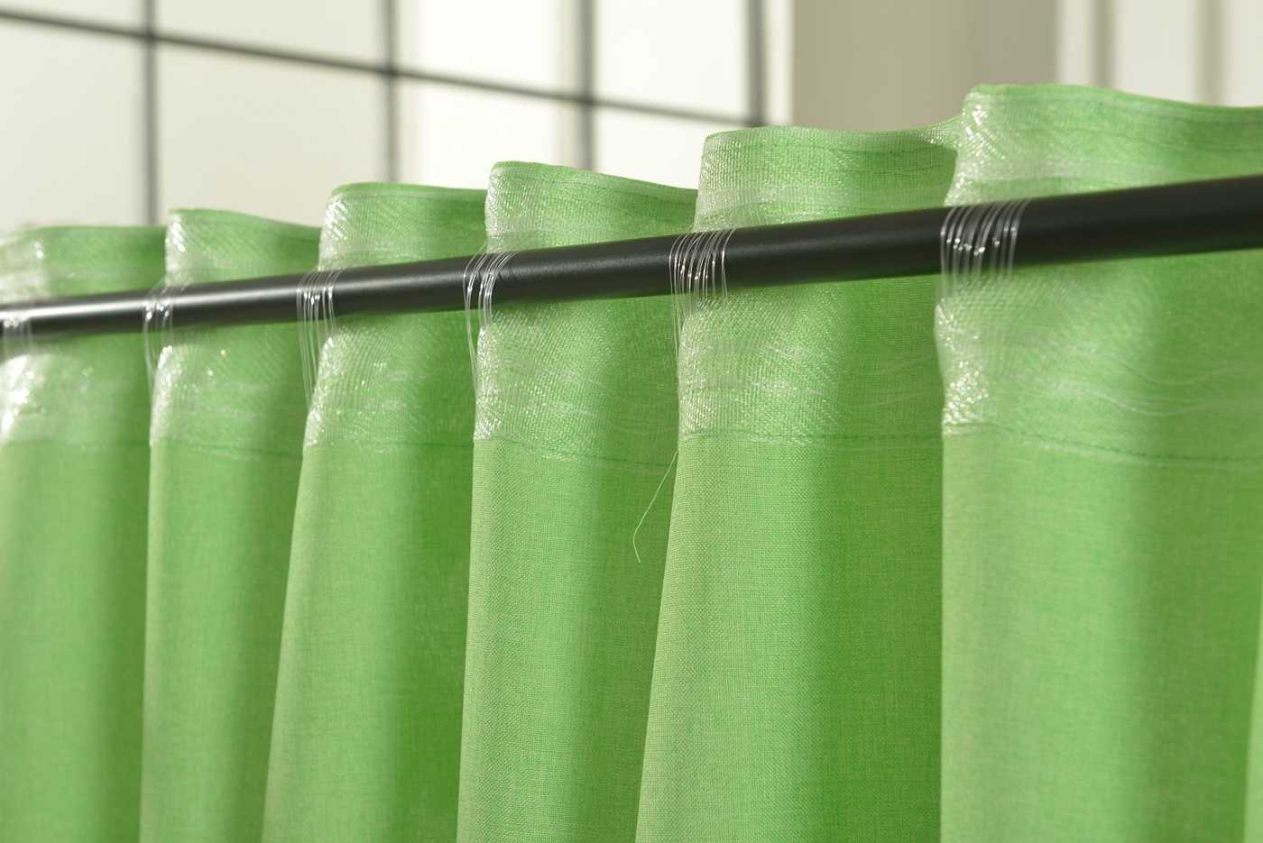 Vorhang Schal verdeckte Schlaufen >>Cationic<< blickdicht Leinen Optik natura seidenmatt (HxB) Landhaus Stil 20440 Vorhang 20440_Apfelgrun_6 | Gardinenbox.de