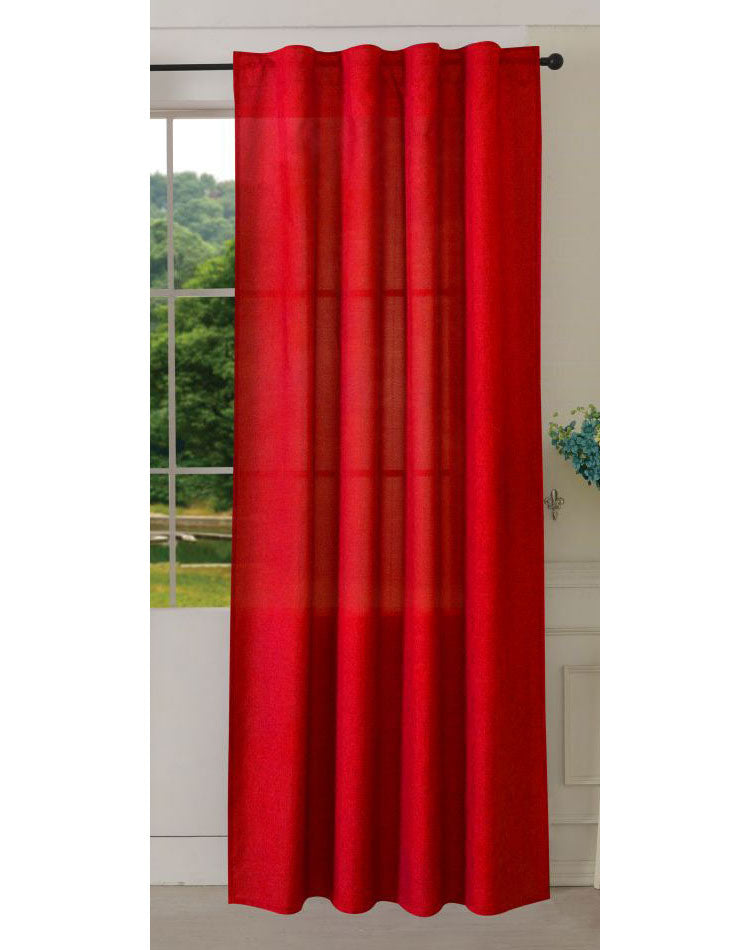 Vorhang Schal verdeckte Schlaufen >>Cationic<< blickdicht Leinen Optik natura seidenmatt (HxB) Landhaus Stil 20440 Rot Vorhang 20440rot | Gardinenbox.de