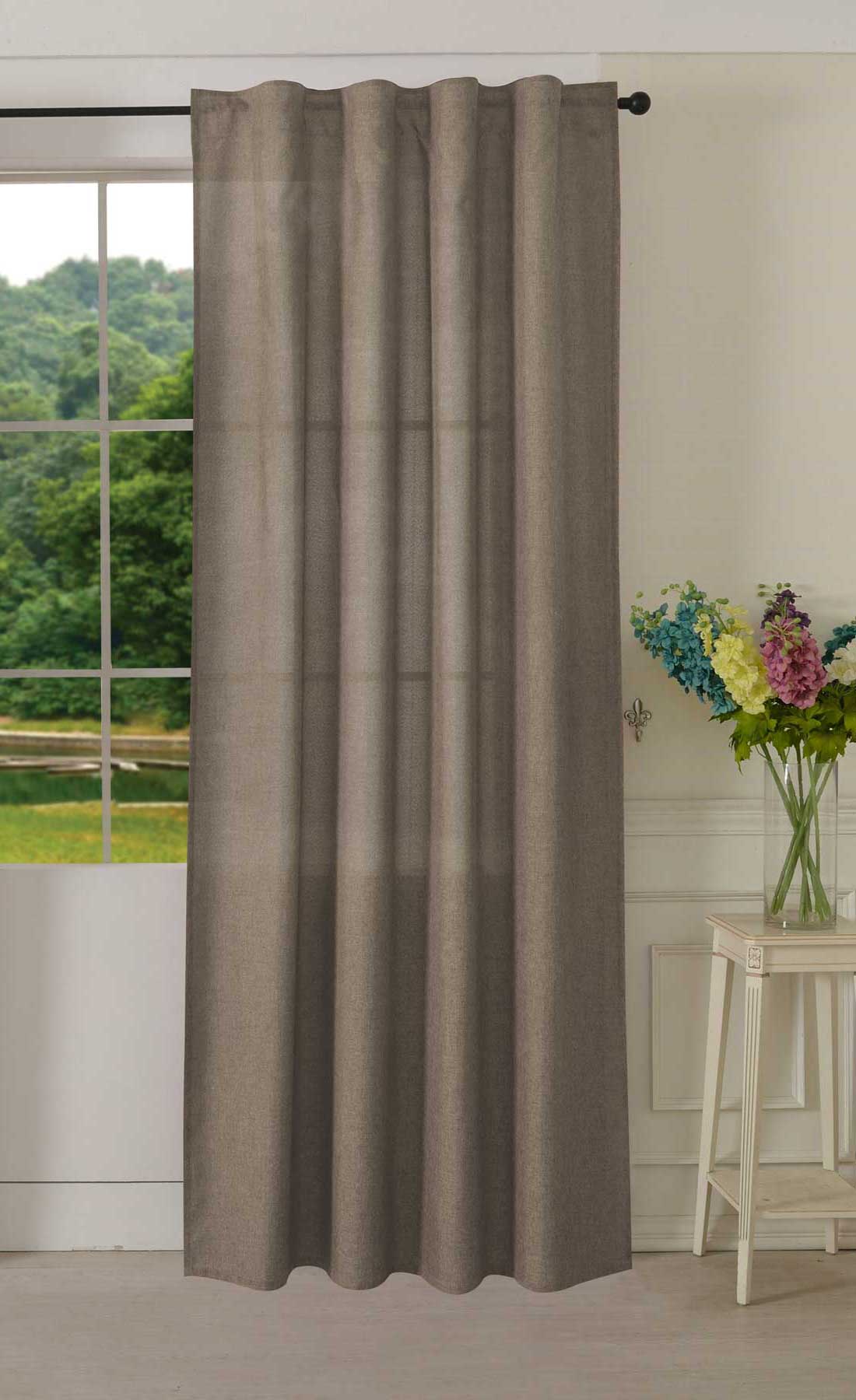Vorhang Schal verdeckte Schlaufen >>Cationic<< blickdicht Leinen Optik natura seidenmatt (HxB) Landhaus Stil 20440 Taupe Vorhang 20440taupe | Gardinenbox.de