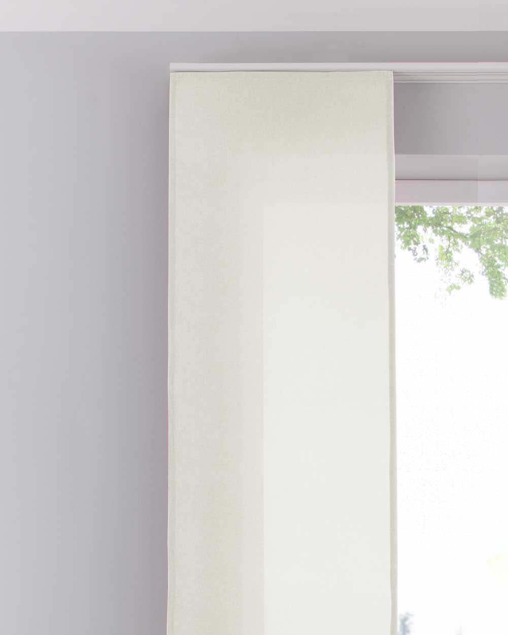 Flächenvorhang Schiebegardine Cationic blickdicht Leinen Optik natura seidenmatt Landhaus Stil 204411 Creme Schiebegardine 204411creme | Gardinenbox.de