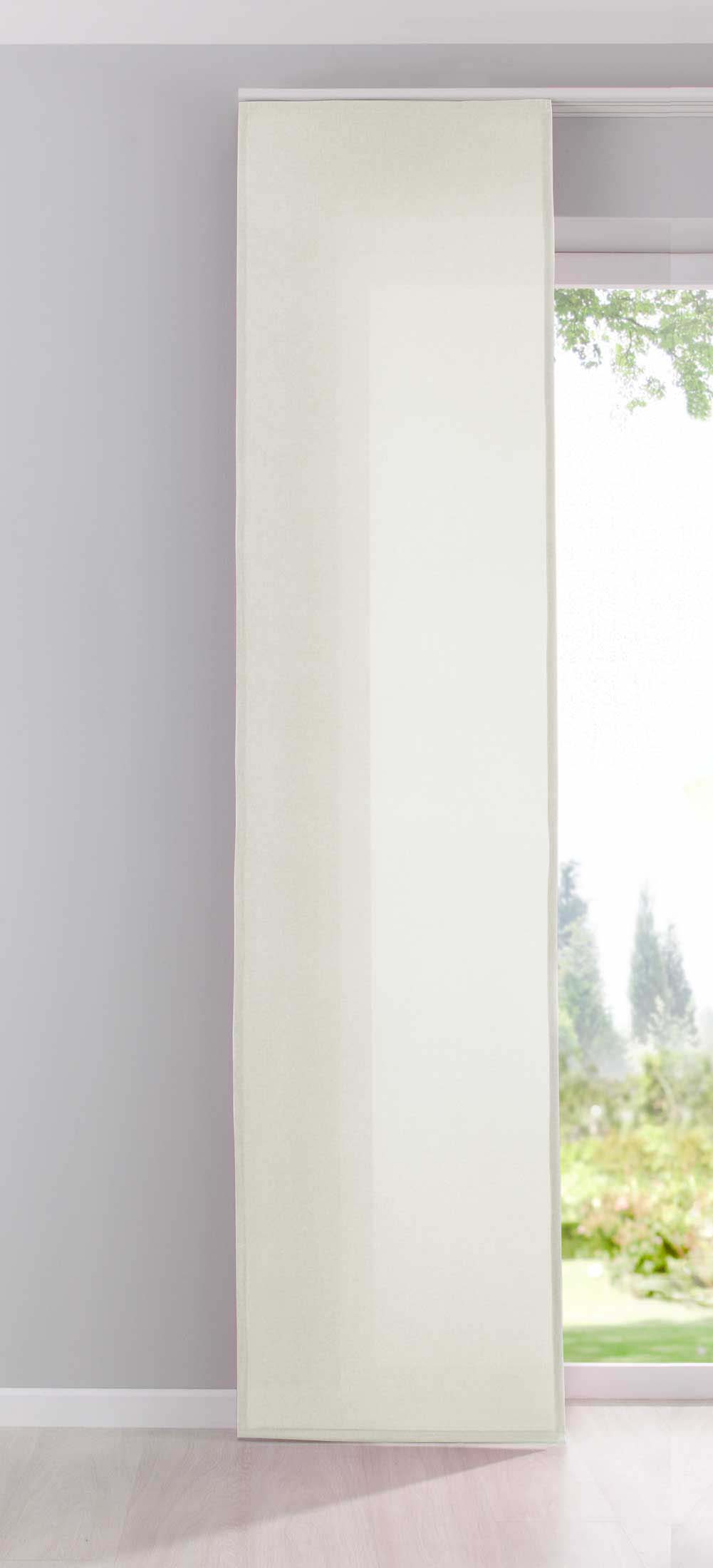 Flächenvorhang Schiebegardine Cationic blickdicht Leinen Optik natura seidenmatt Landhaus Stil 204411 Creme Schiebegardine 204411creme | Gardinenbox.de