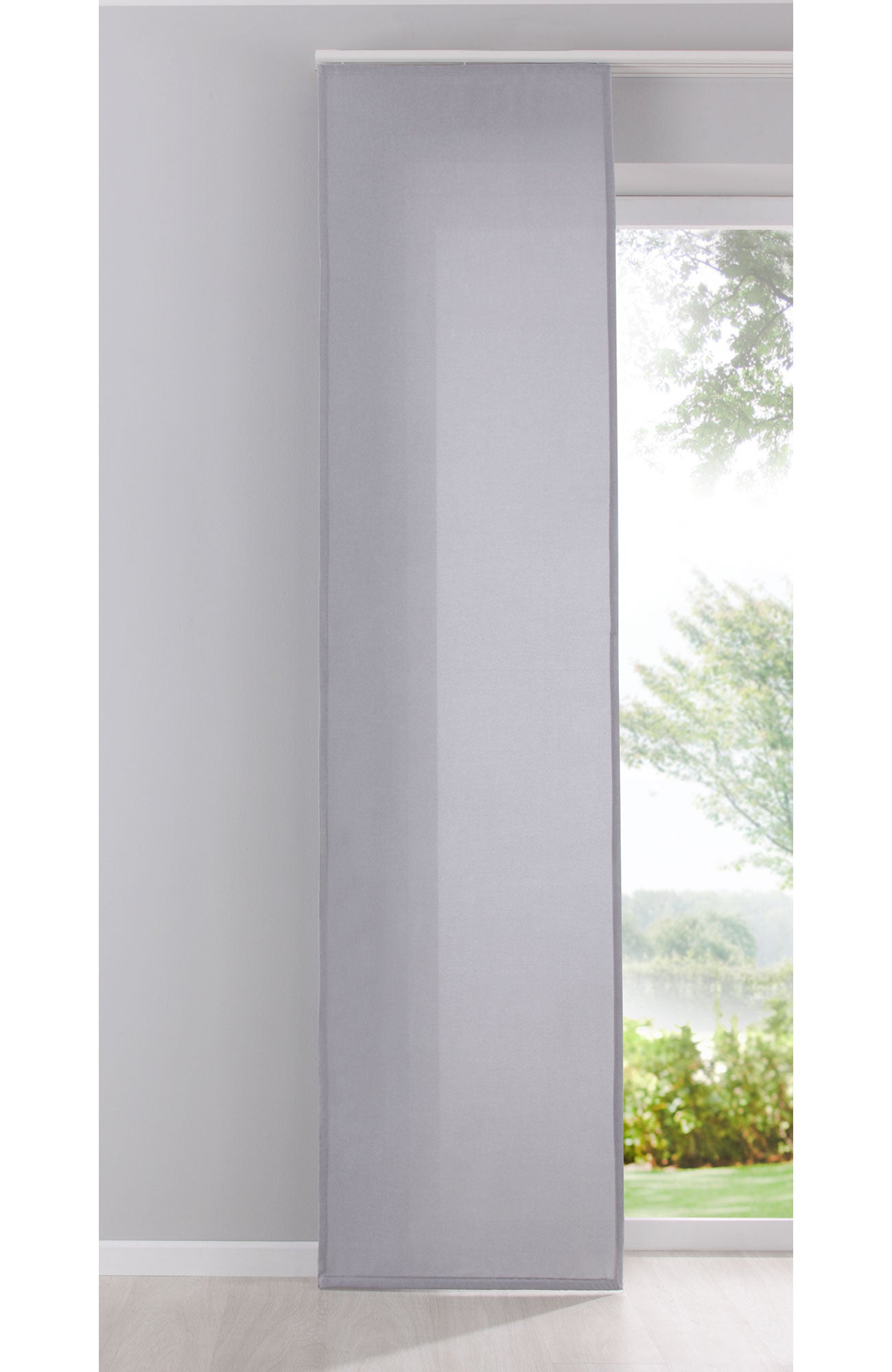 Flächenvorhang Schiebegardine Cationic blickdicht Leinen Optik natura seidenmatt Landhaus Stil 204411 Grau Schiebegardine 204411grau | Gardinenbox.de