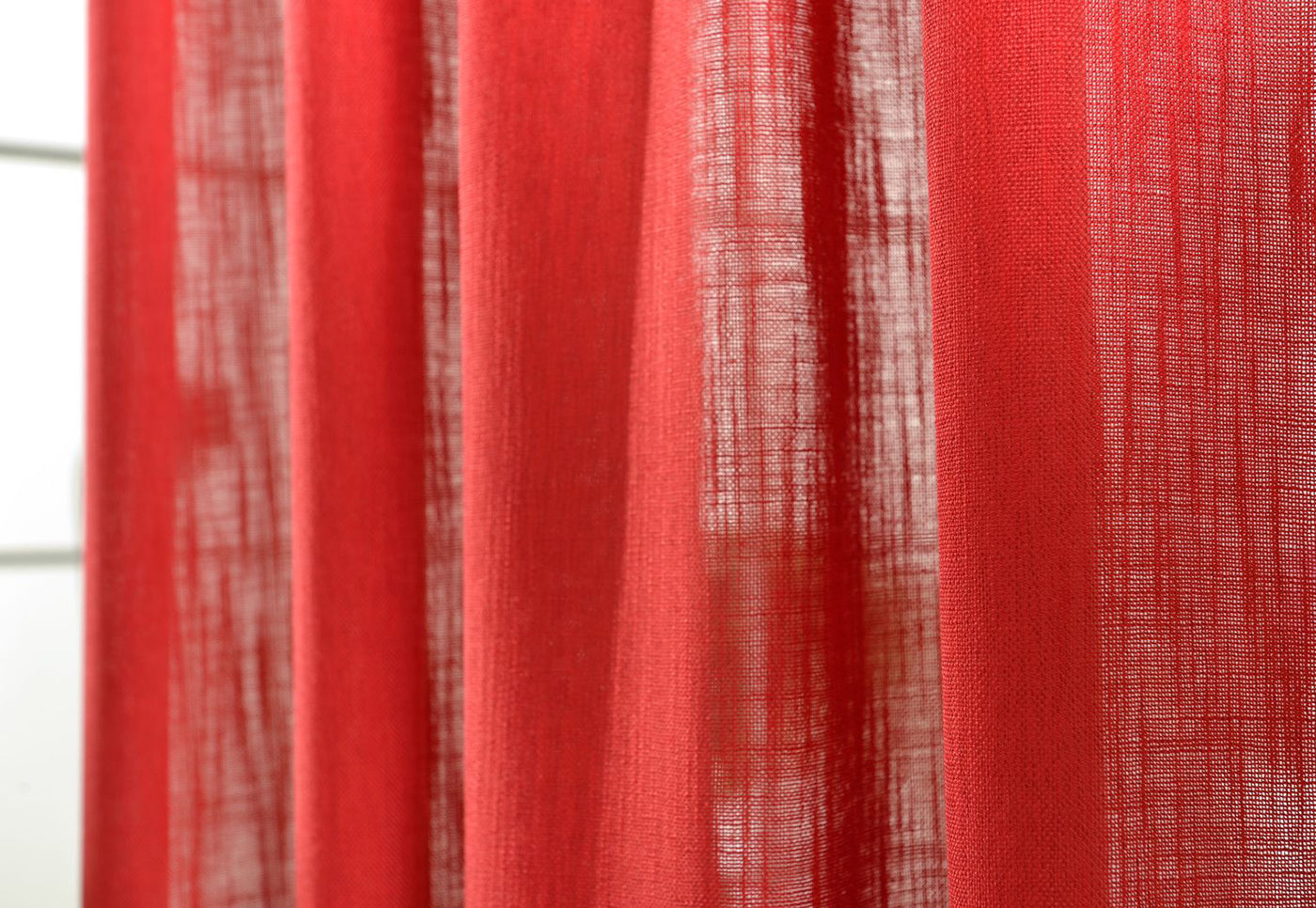 Vorhang Schal verdeckte Schlaufen >>Linene<< blickdicht Leinen Optik Natur Grobfaser (HxB) Lanhaus Stil schwere Qualität 20445 Vorhang 20445_rot_10 | Gardinenbox.de