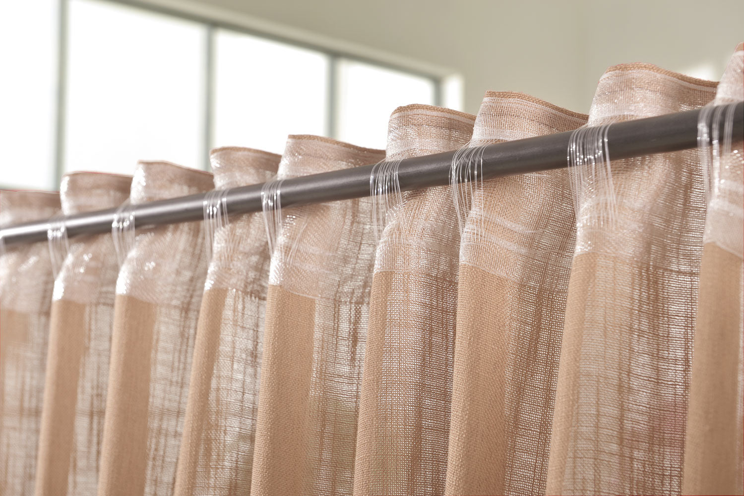 Vorhang Schal verdeckte Schlaufen >>Linene<< blickdicht Leinen Optik Natur Grobfaser (HxB) Lanhaus Stil schwere Qualität 20445 Vorhang 20445_sand_d3 | Gardinenbox.de