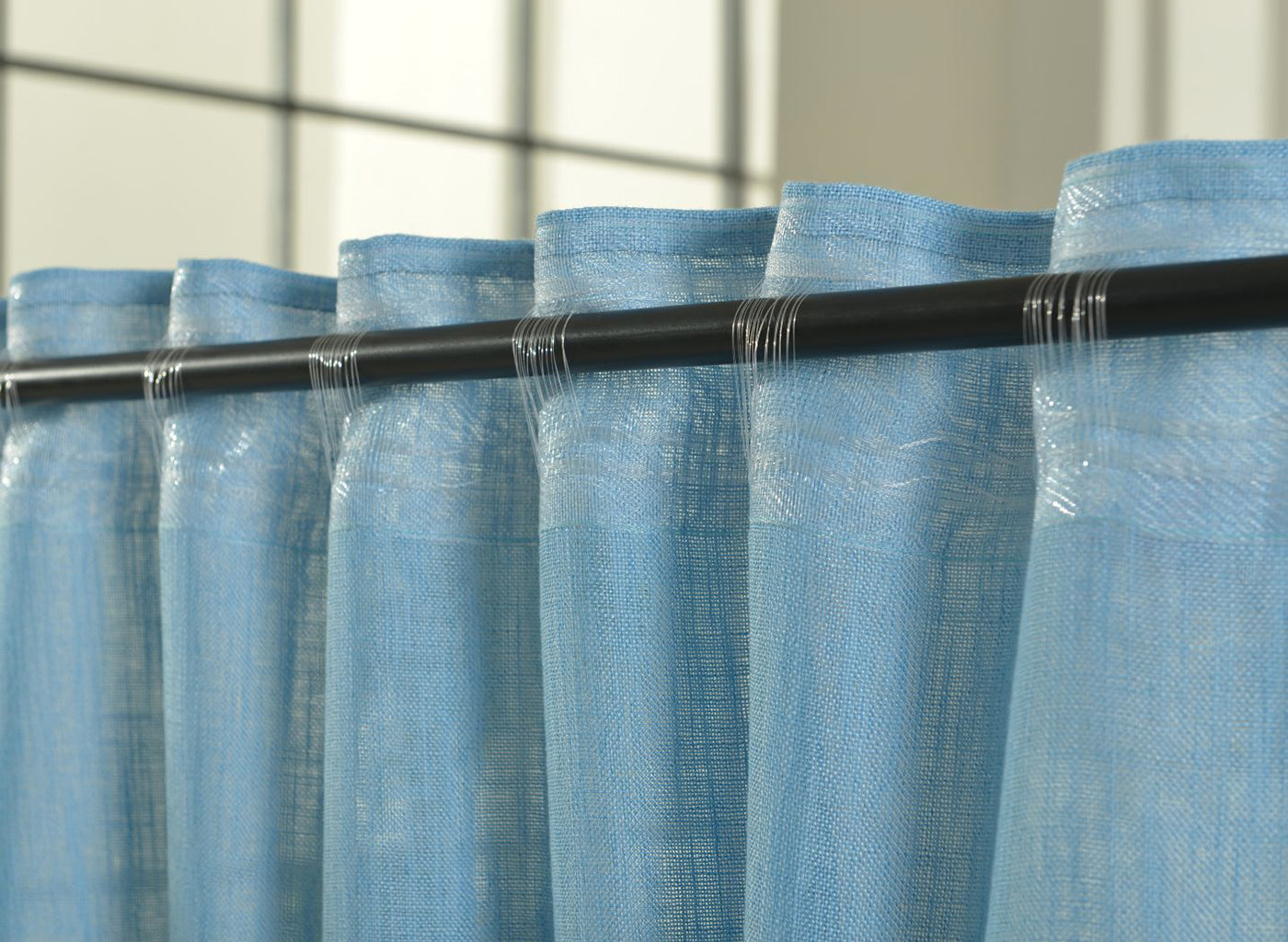 Vorhang Schal verdeckte Schlaufen >>Linene<< blickdicht Leinen Optik Natur Grobfaser (HxB) Lanhaus Stil schwere Qualität 20445 Vorhang 20445_tArkis_7 | Gardinenbox.de