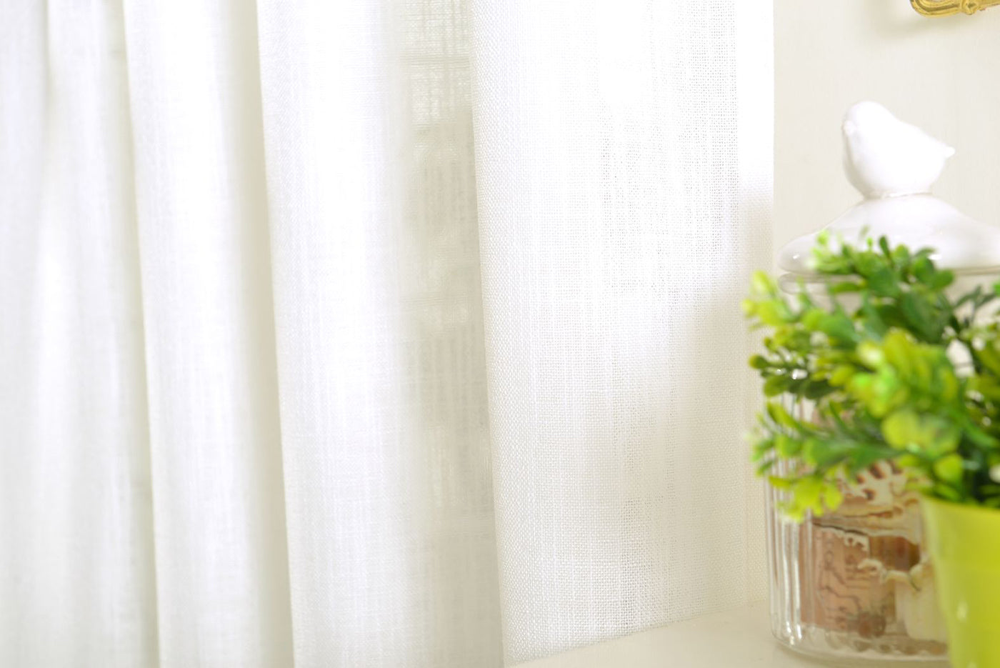 Vorhang Schal verdeckte Schlaufen >>Linene<< blickdicht Leinen Optik Natur Grobfaser (HxB) Lanhaus Stil schwere Qualität 20445 Vorhang 20445_weiss_10 | Gardinenbox.de