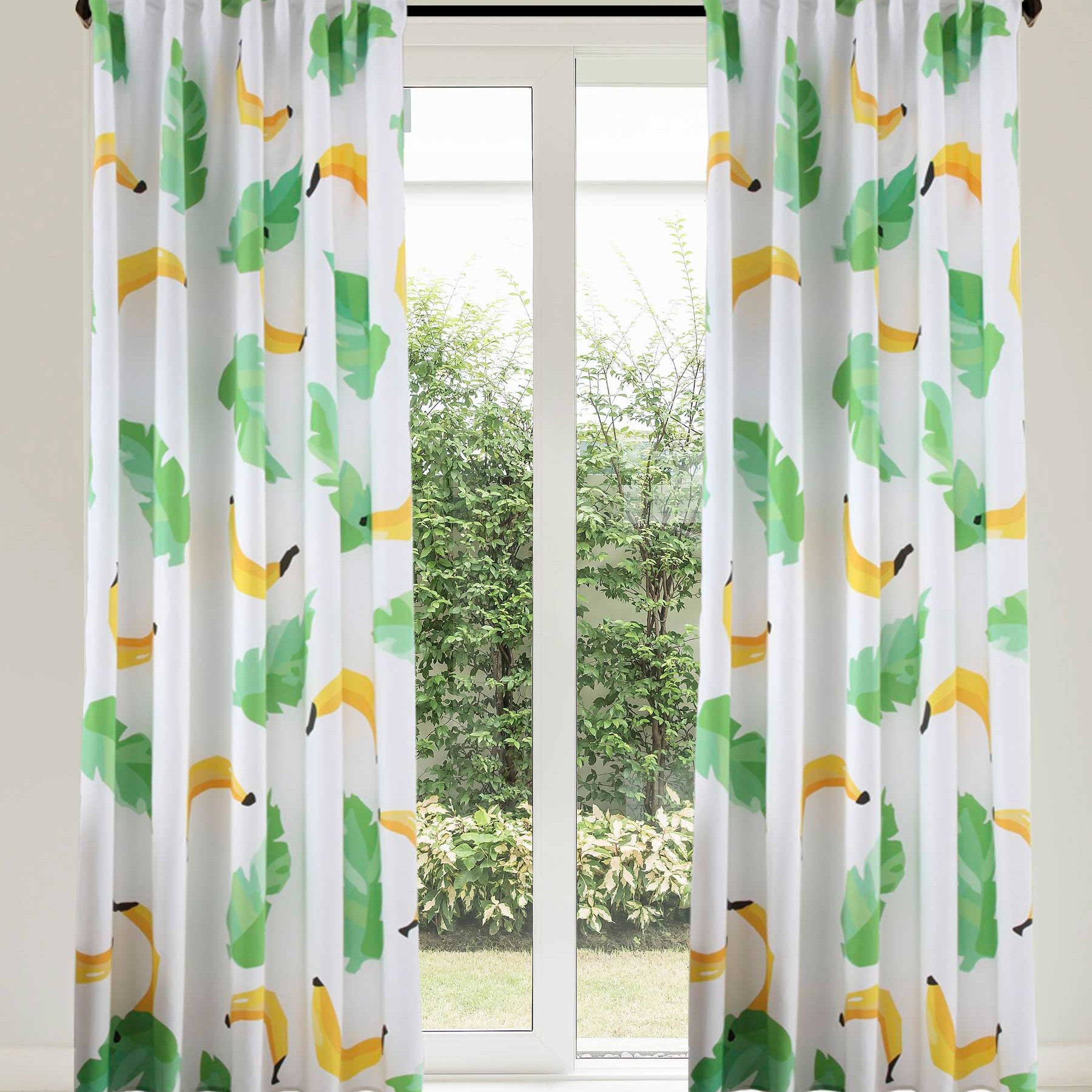 Vorhang Schal blickdicht verdeckte Schlaufen Universalband Digitaldruck (Höhe x Breite cm) 204902 Banane 2 Stück 245x140 Vorhang Set 204902banane | Gardinenbox.de