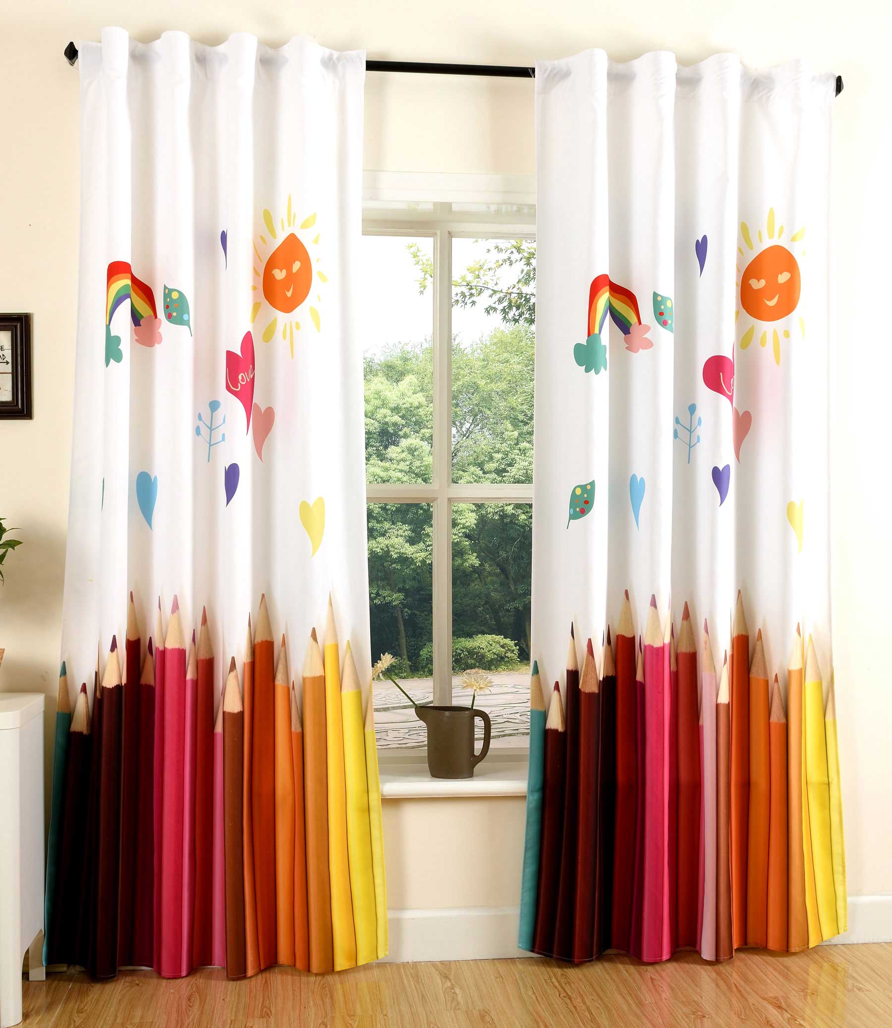 Vorhang Schal blickdicht verdeckte Schlaufen Universalband Digitaldruck (Höhe x Breite cm) 204902 Buntstifte 1 Stück 245x140 Vorhang Set 204902buntstifte_92a2cc58-fc08-4a19-8b3c-bd90b1e32544 | Gardinenbox.de