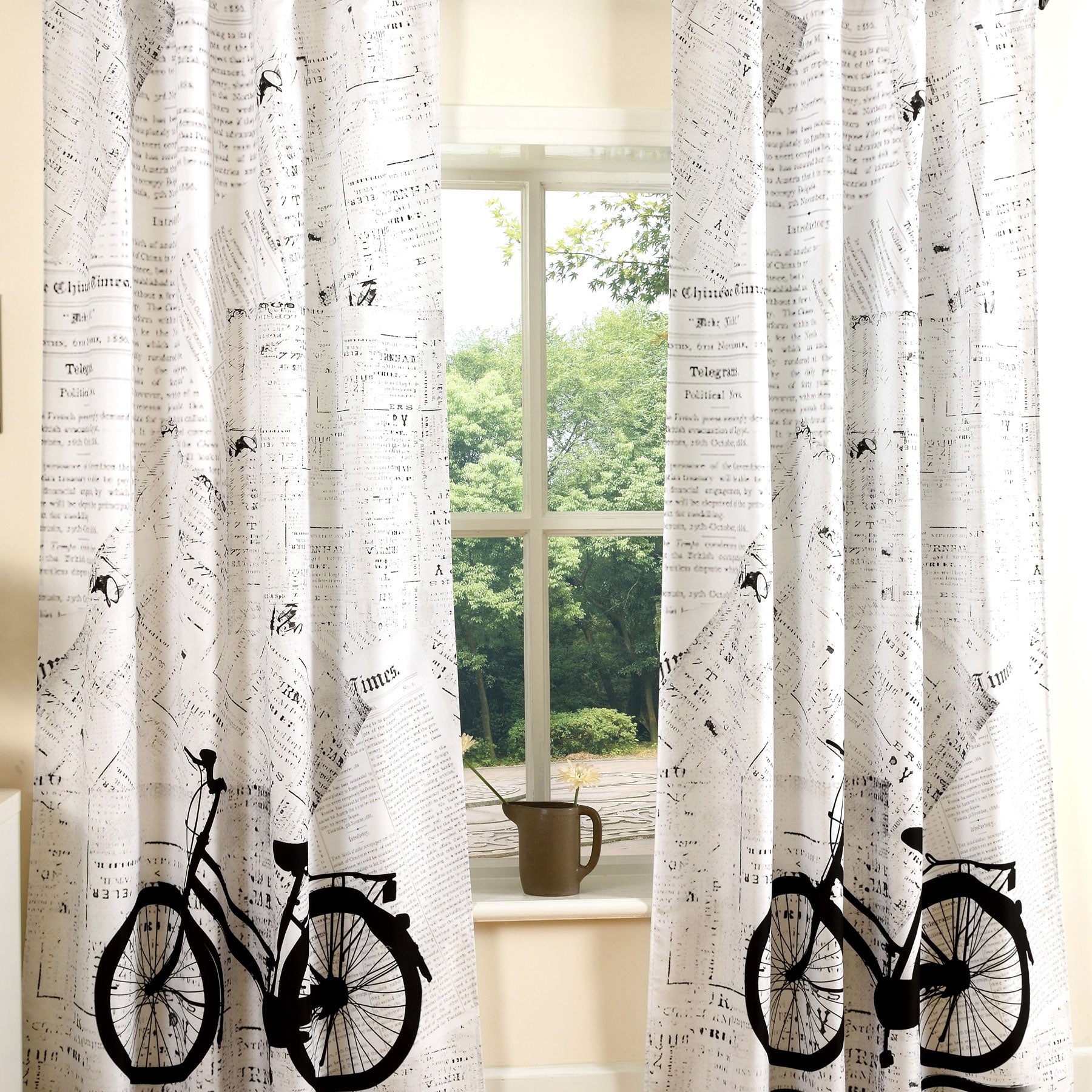 Vorhang Schal blickdicht verdeckte Schlaufen Universalband Digitaldruck (Höhe x Breite cm) 204902 Fahrrad 2 Stück 245x140 Vorhang Set 204902fahrrad | Gardinenbox.de