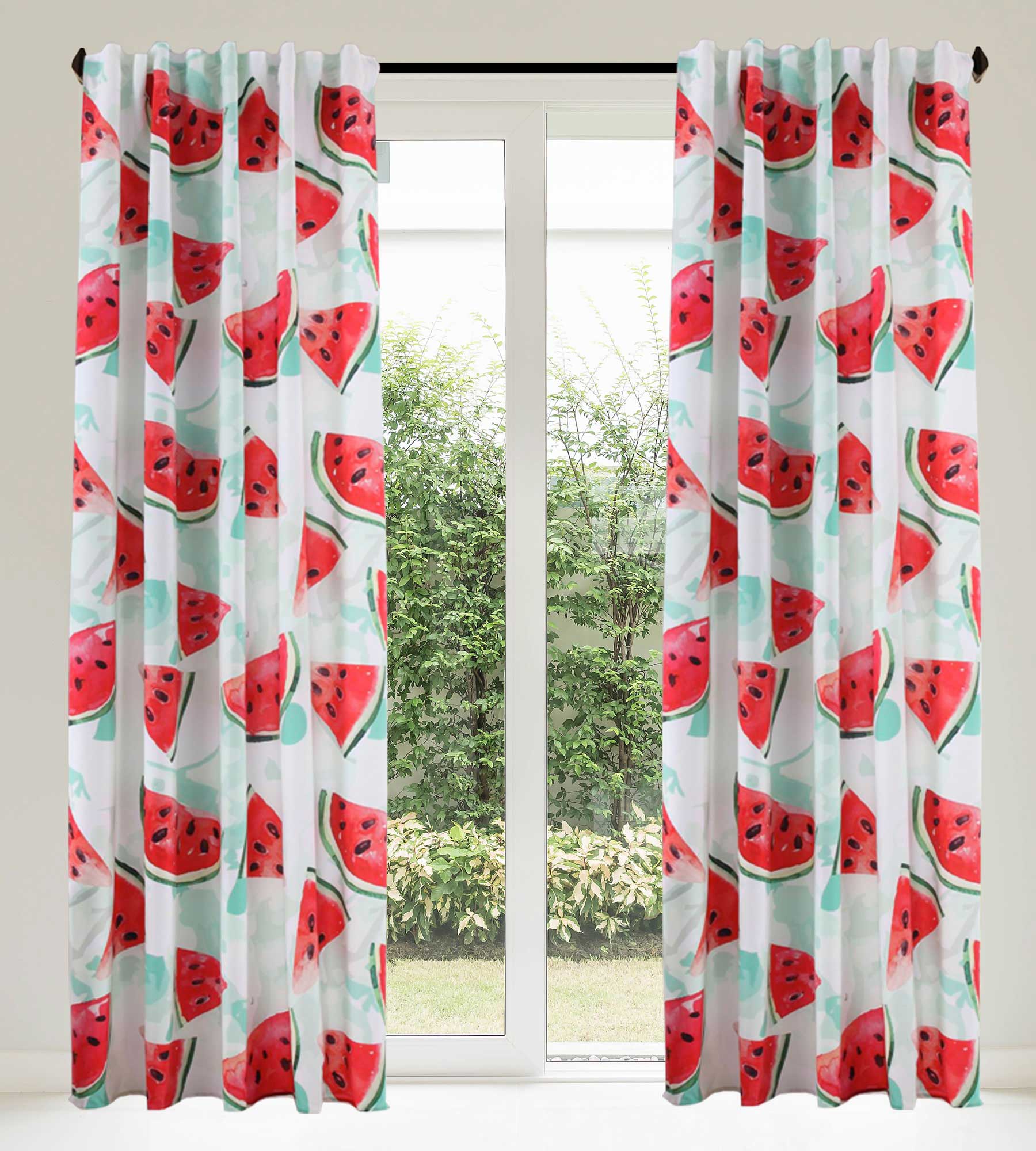 Vorhang Schal blickdicht verdeckte Schlaufen Universalband Digitaldruck (Höhe x Breite cm) 204902 Melone 1 Stück 245x140 Vorhang Set 204902melone_a042d71f-857a-4087-a477-f200d49fa8a9 | Gardinenbox.de