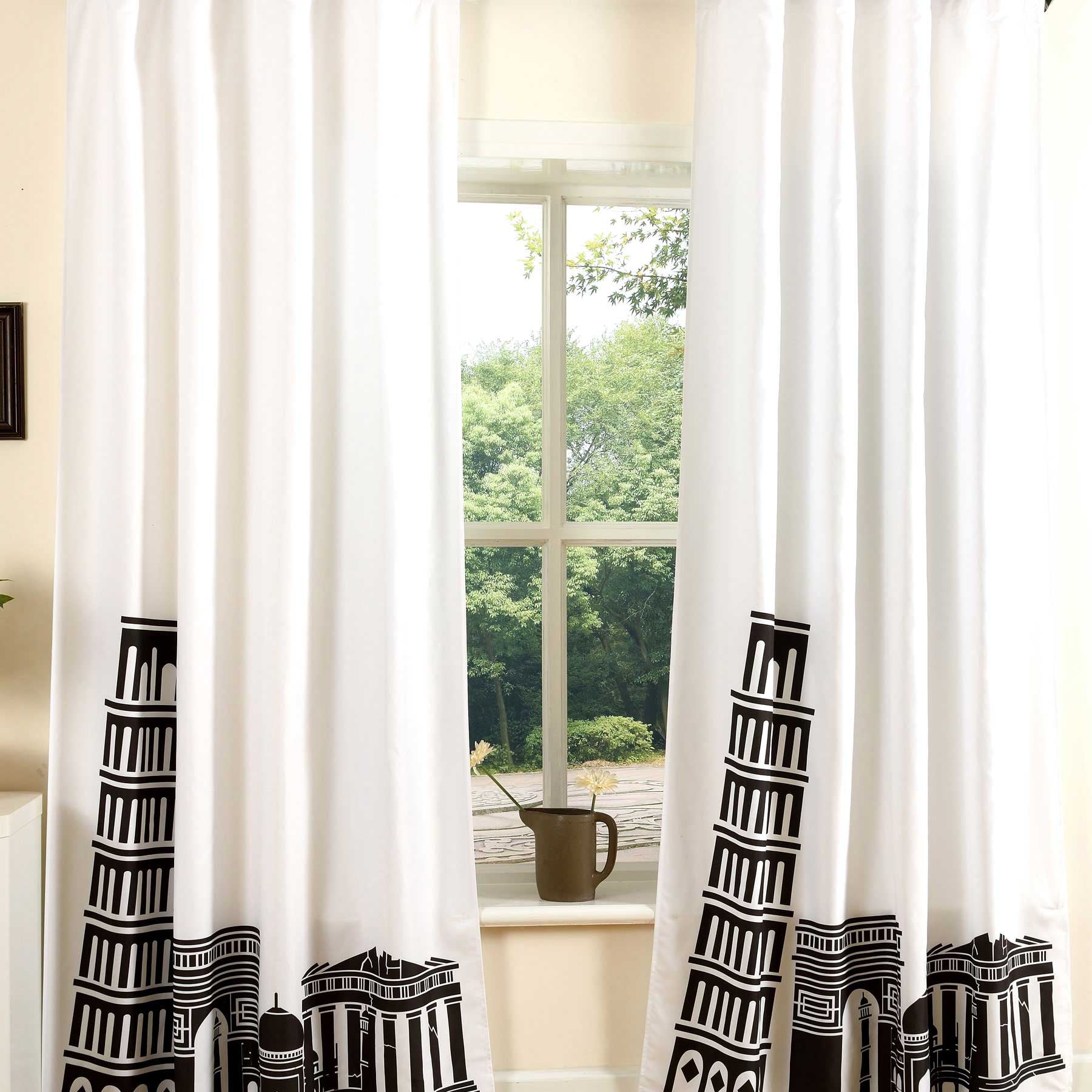 Vorhang Schal blickdicht verdeckte Schlaufen Universalband Digitaldruck (Höhe x Breite cm) 204902 Pisa 2 Stück 245x140 Vorhang Set 204902pisa | Gardinenbox.de