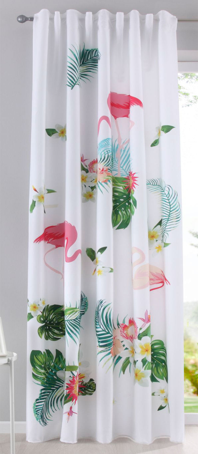Vorhang Schal blickdicht verdeckte Schlaufen Universalband Digitaldruck (Höhe x Breite cm) 20490 Flamingos Vorhang 20490flamingos | Gardinenbox.de