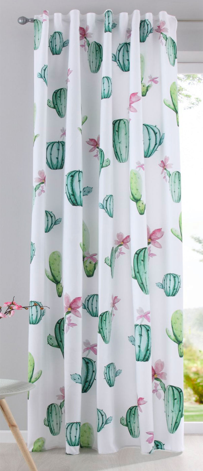Vorhang Schal blickdicht verdeckte Schlaufen Universalband Digitaldruck (Höhe x Breite cm) 20490 Kaktus Vorhang 20490kaktus | Gardinenbox.de