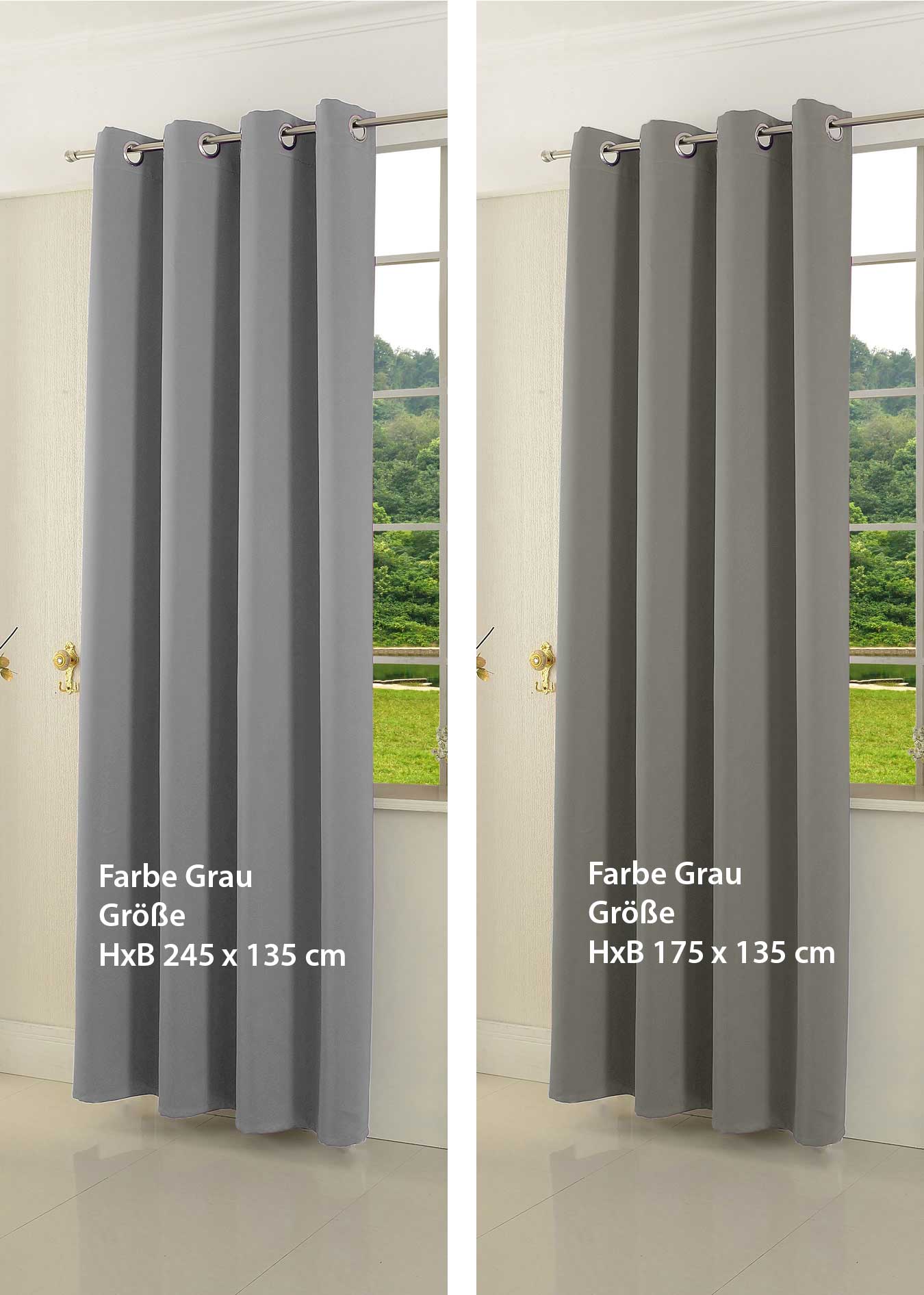 Verdunkelungsvorhang Ösen matt uni Farben blickdicht Blackout 20600 Vorhang 20600_grau_unterschied | Gardinenbox.de