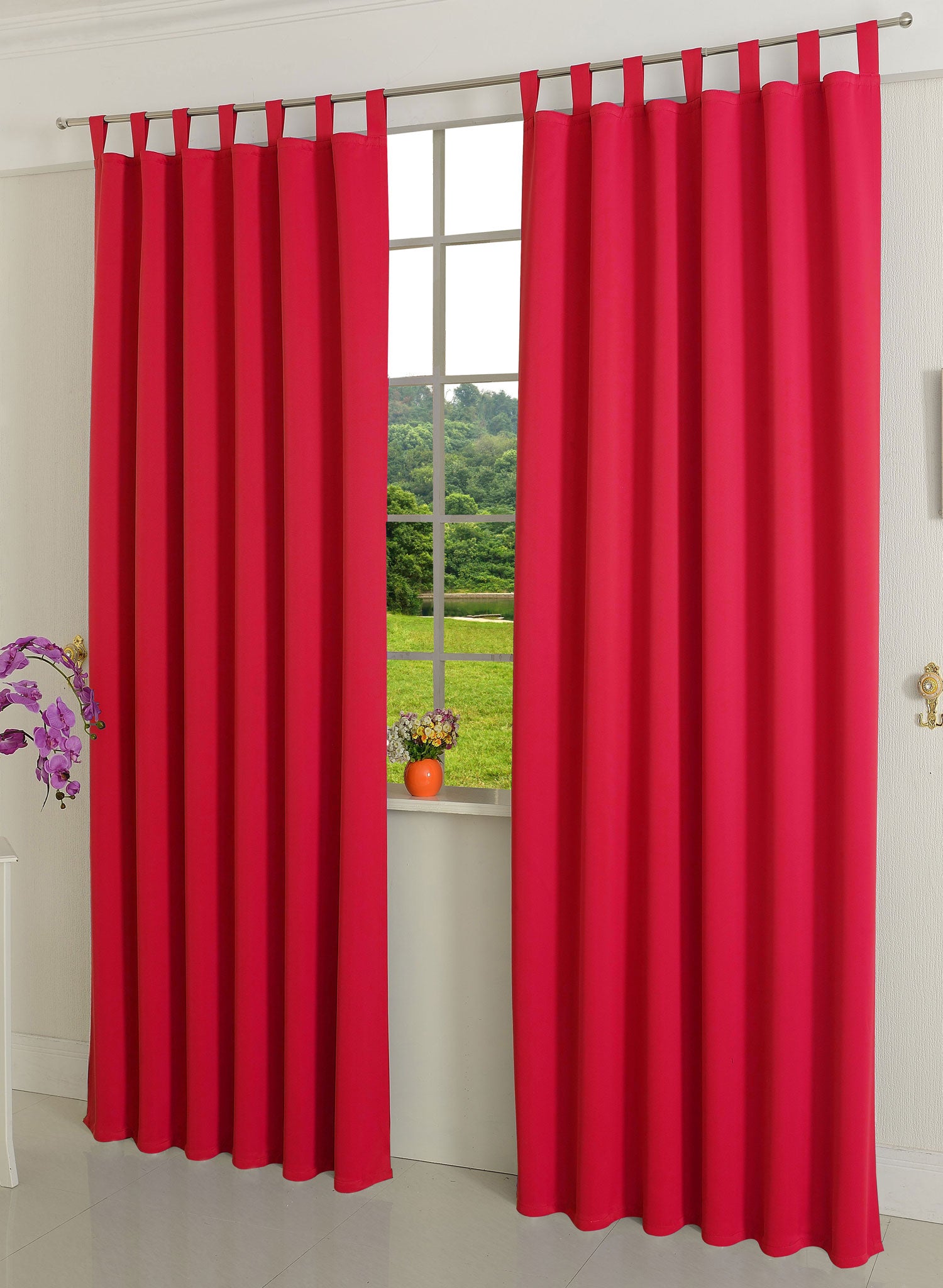 Verdunkelungsvorhag mit Schlaufen matt uni Farben aus weichfallenden blickdichten Stoff blickdicht Blackout 20610 Rot 245x135 (HxB) Vorhang 20610rot | Gardinenbox.de