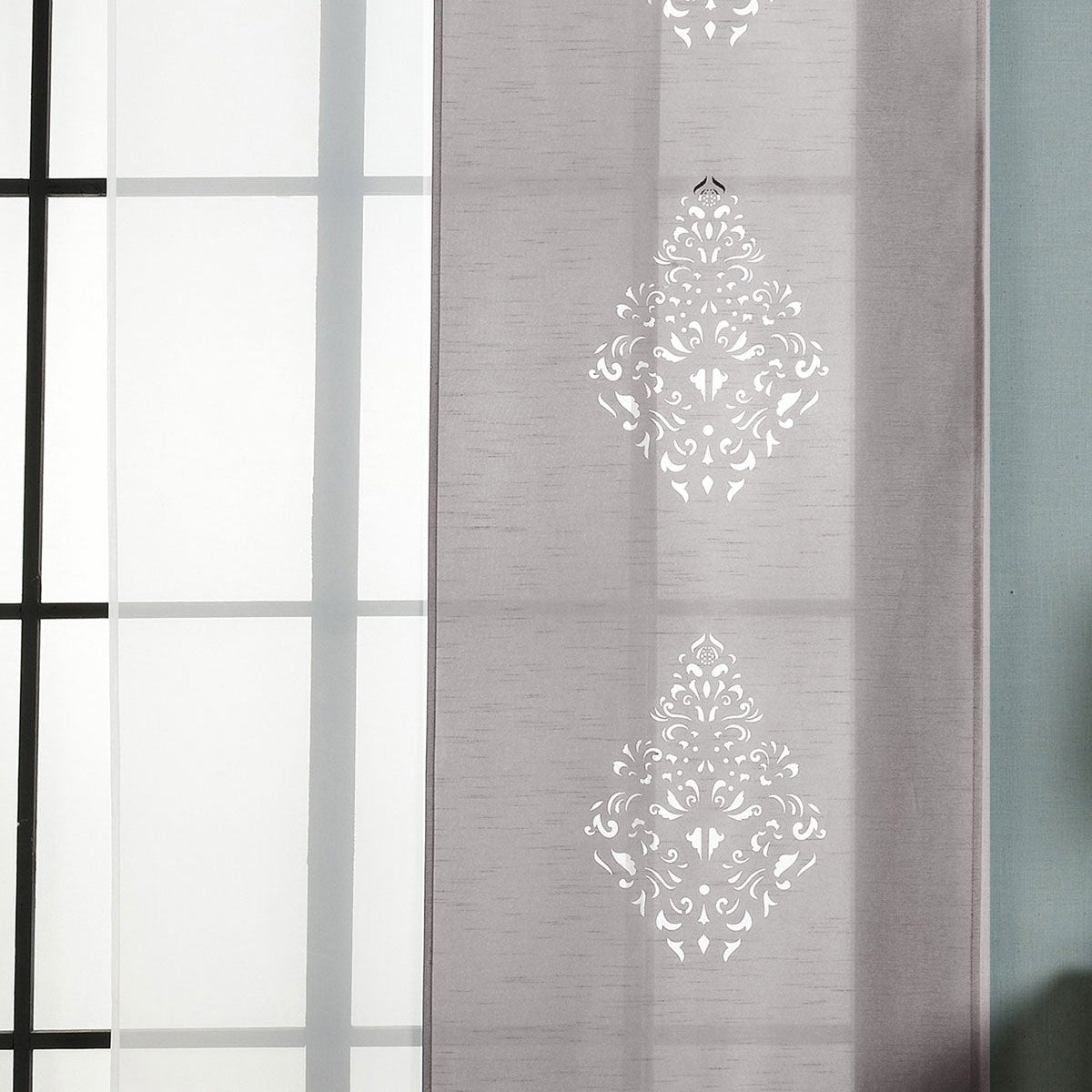 2er-Pack Schiebegardine Flächenvorhang Nantes Lasercut Wildseide Optik Voile cm (HxB) inkl. Paneelwagen und Beschwerungsstangen 165650 Grau Schiebegardine 2er-Pack_Schiebegardine_Flachenvorhang_Nantes_Lasercut_Wildseide_Optik_Voile_cm_HxB_inkl._Paneelwagen_und_Beschwerungsstangen_165650_-_Gardinenbox.de_-_-3675094 | Gardinenbox.de