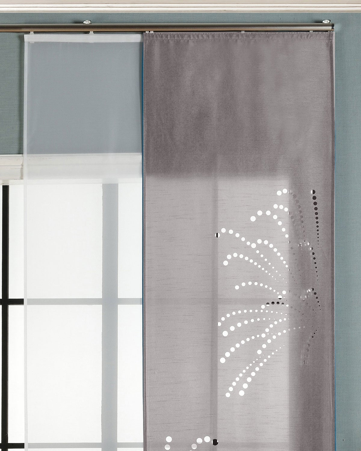 2er-Pack Schiebegardine Flächenvorhang Rodez Lasercut Wildseide Optik Voile cm (HxB) inkl. Paneelwagen und Beschwerungsstangen 165640 Grau Schiebegardine 2er-Pack_Schiebegardine_Flachenvorhang_Rodez_Lasercut_Wildseide_Optik_Voile_cm_HxB_inkl._Paneelwagen_und_Beschwerungsstangen_165640_-_Gardinenbox.de_-_-3675313 | Gardinenbox.de