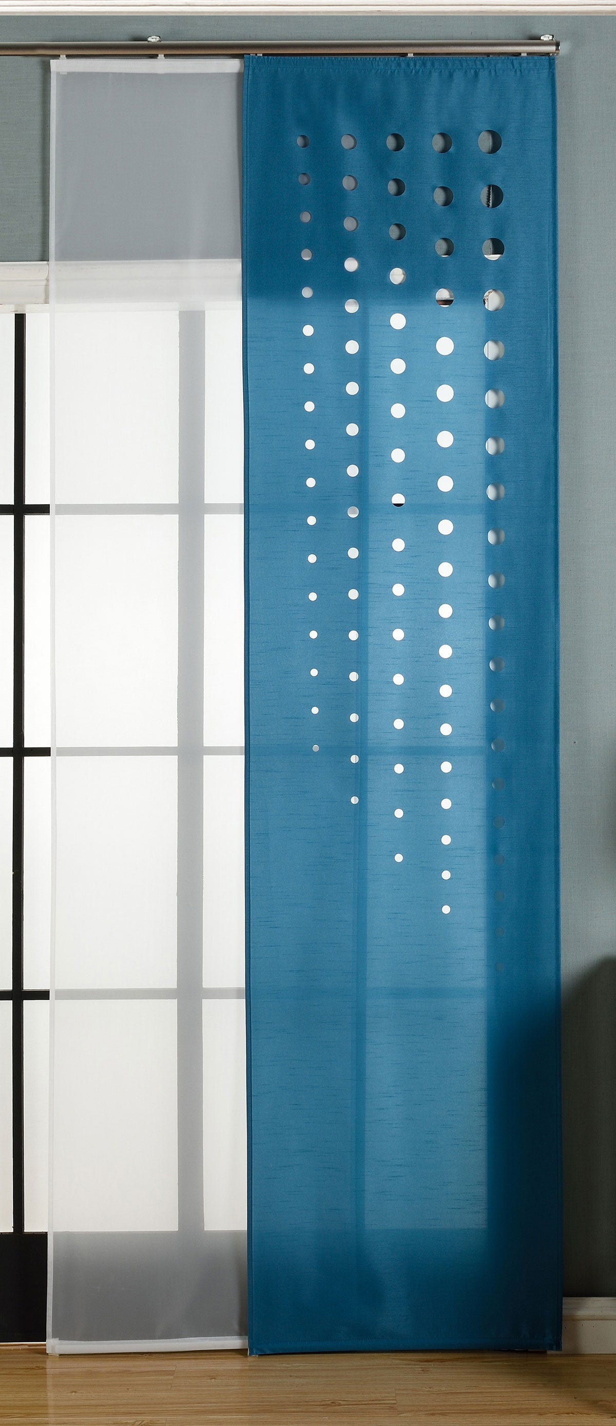 2er-Pack Schiebegardine Flächenvorhang Toledo Lasercut Wildseide Optik Voile cm (HxB) inkl. Paneelwagen und Beschwerungsstangen 165660 Petrol Schiebegardine 2er-Pack_Schiebegardine_Flachenvorhang_Toledo_Lasercut_Wildseide_Optik_Voile_cm_HxB_inkl._Paneelwagen_und_Beschwerungsstangen_165660_-_Gardinenbox.de_-_-3675464 | Gardinenbox.de