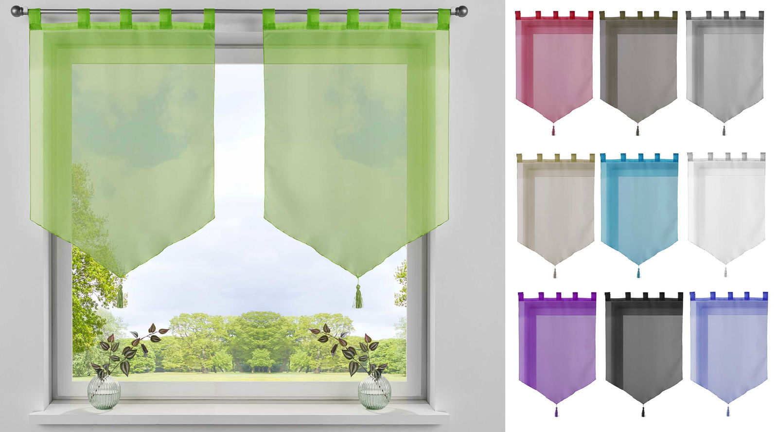 2er Pack Scheibengardinen »LYON« Quaste Modern Zeitlos Voile Küchenfenster Sichtschutz Scheibenhänger Spitzpanneaux 10000333-2 Scheibengardine 2er_Pack_Scheibengardinen_LYON_Quaste_Modern_Zeitlos_Voile_Kuchenfenster_Sichtschutz_Scheibenhanger_Spitzpanneaux_10000333-2_-_Gardinenbox.de_-_-3668648 | Gardinenbox.de