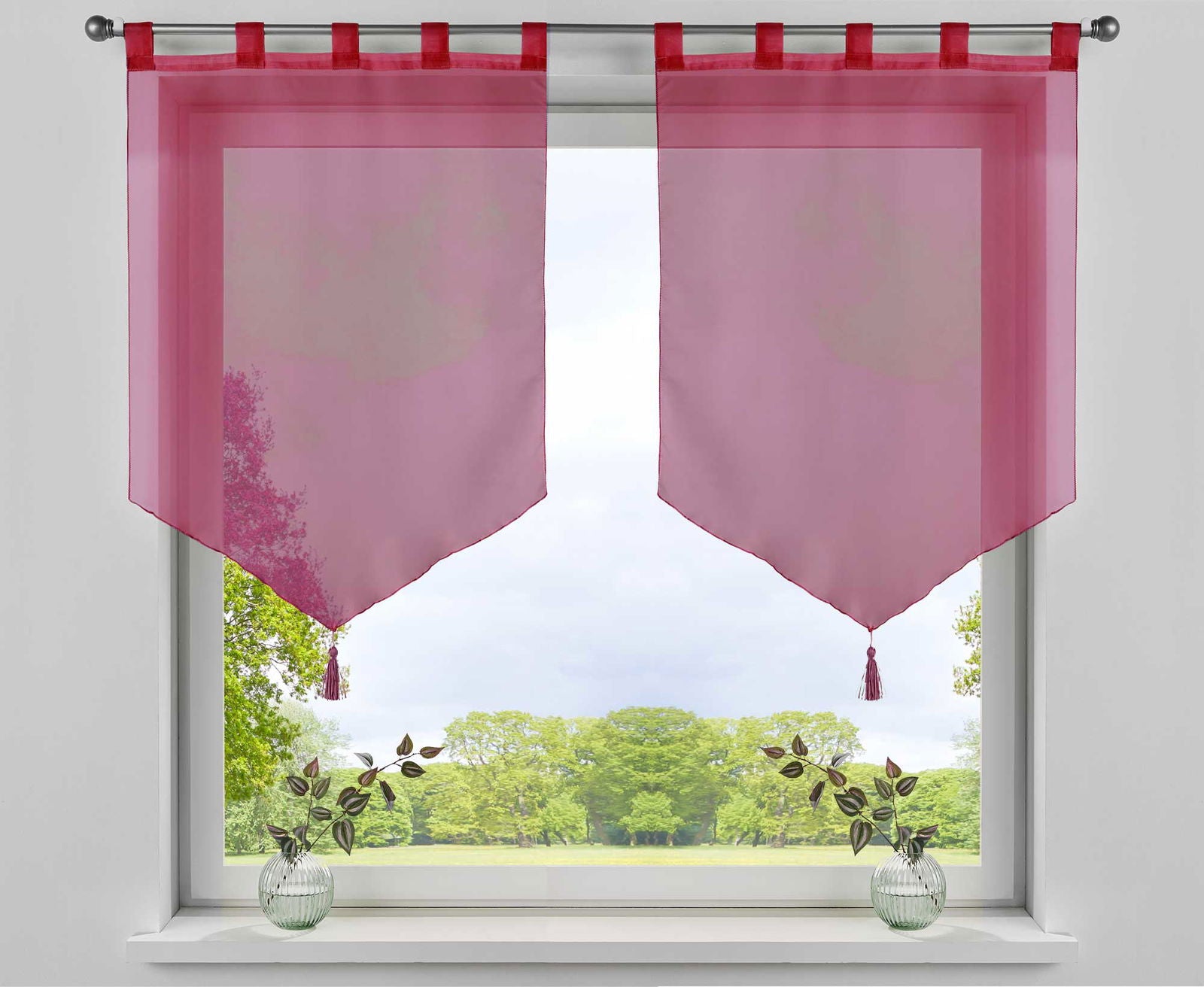 2er Pack Scheibengardinen »LYON« Quaste Modern Zeitlos Voile Küchenfenster Sichtschutz Scheibenhänger Spitzpanneaux 10000333-2 Bordeaux Scheibengardine 2er_Pack_Scheibengardinen_LYON_Quaste_Modern_Zeitlos_Voile_Kuchenfenster_Sichtschutz_Scheibenhanger_Spitzpanneaux_10000333-2_-_Gardinenbox.de_-_-3668679 | Gardinenbox.de