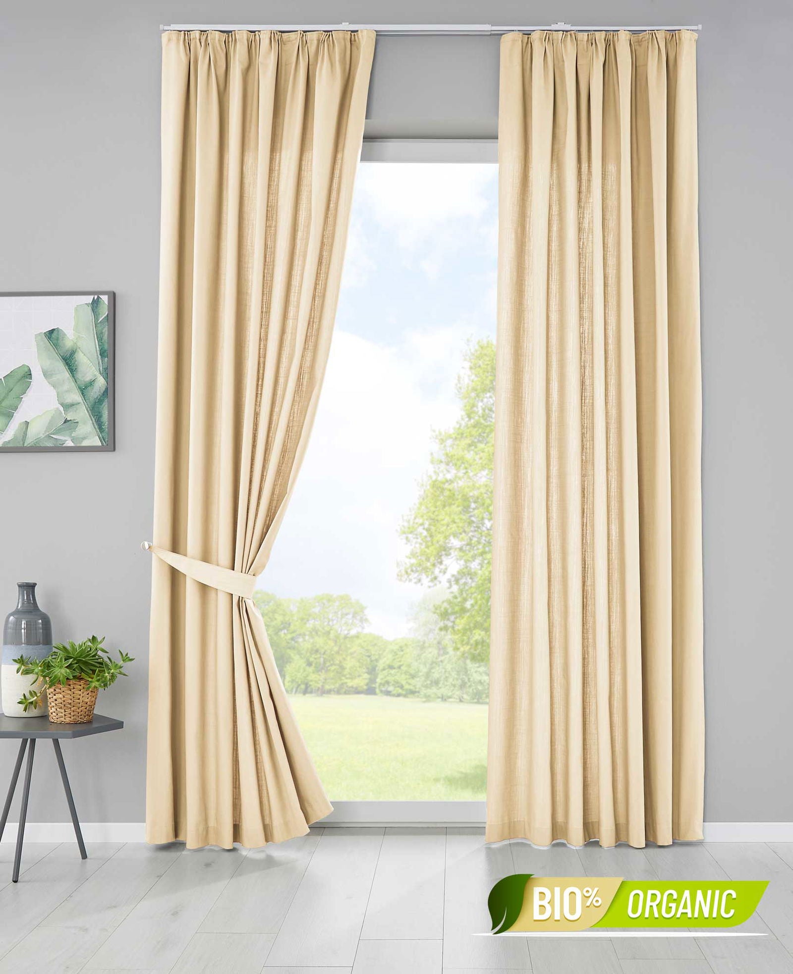 2er Set Bio Organic Vorhänge Reine Baumwolle Blickdicht Gardinen Verdeckte Schlaufen Gardinenband Pflegeleicht 202086 Beige HxB 225x145 cm Vorhang Set 2er_Set_Bio_Organic_Vorhange_Reine_Baumwolle_Blickdicht_Gardinen_Verdeckte_Schlaufen_Gardinenband_Pflegeleicht_202086_-_Gardinenbox.de_-_-3669680 | Gardinenbox.de