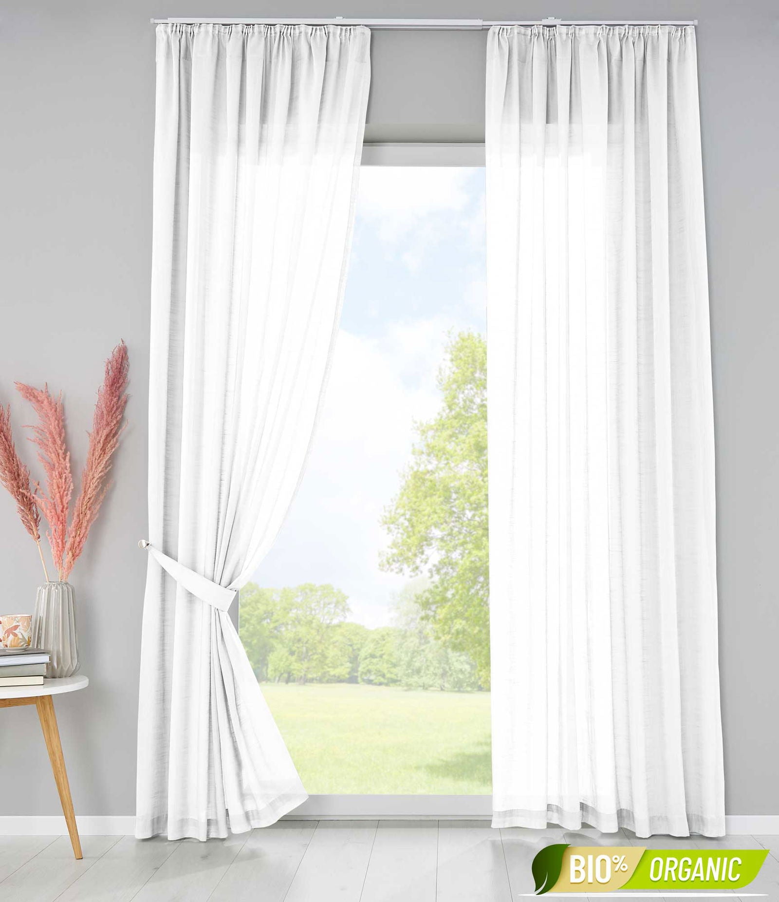 2er Set Bio Organic Vorhänge Reine Baumwolle Transparent Gardinen Verdeckte Schlaufen Gardinenband Pflegeleicht 202087 Weiß HxB 225x145 cm Vorhang Set 2er_Set_Bio_Organic_Vorhange_Reine_Baumwolle_Transparent_Gardinen_Verdeckte_Schlaufen_Gardinenband_Pflegeleicht_202087_-_Gardinenbox.de_-_-3669834 | Gardinenbox.de
