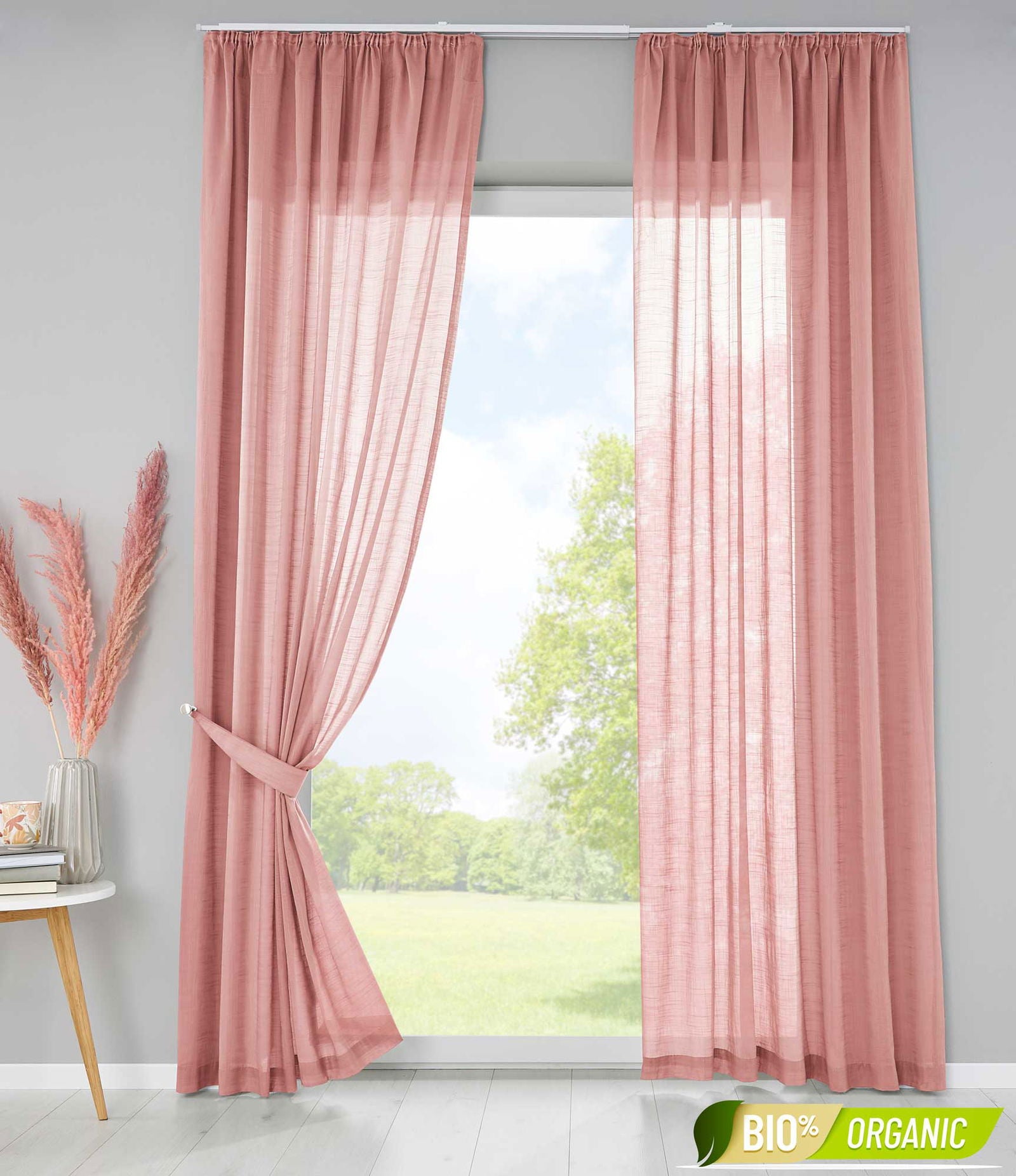 2er Set Bio Organic Vorhänge Reine Baumwolle Transparent Gardinen Verdeckte Schlaufen Gardinenband Pflegeleicht 202087 Altrosa HxB 225x145 cm Vorhang Set 2er_Set_Bio_Organic_Vorhange_Reine_Baumwolle_Transparent_Gardinen_Verdeckte_Schlaufen_Gardinenband_Pflegeleicht_202087_-_Gardinenbox.de_-_-3669963 | Gardinenbox.de