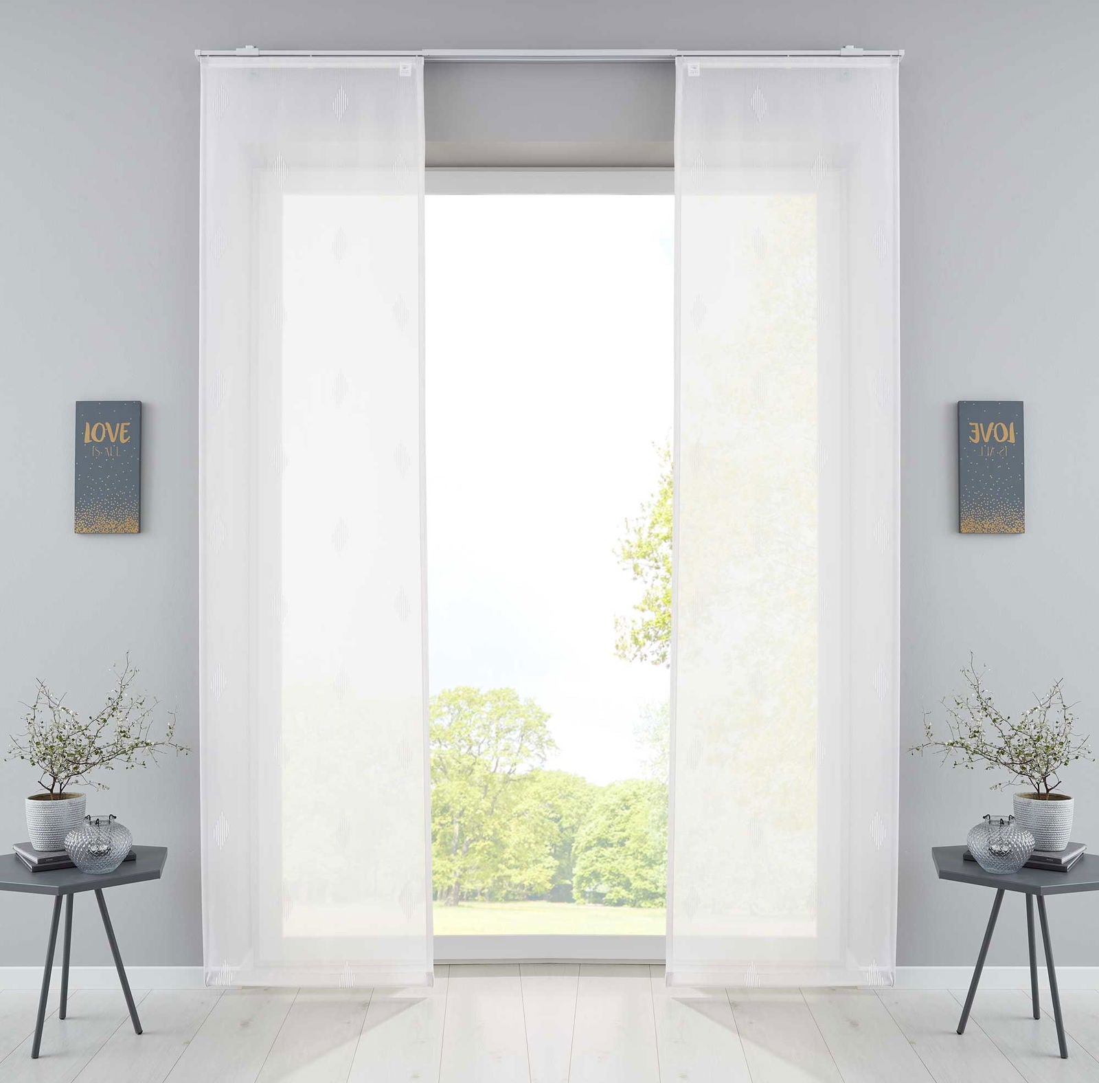 2er Set Flächenvorhänge »Bitlis« Voile Jacquard Musterung Schiebegardinen Raumteiler Wohnzimmer 202080-2 Weiß Schiebegardine 2er_Set_Flachenvorhange_Bitlis_Voile_Jacquard_Musterung_Schiebegardinen_Raumteiler_Wohnzimmer_202080-2_-_Gardinenbox.de_-_-3670993 | Gardinenbox.de