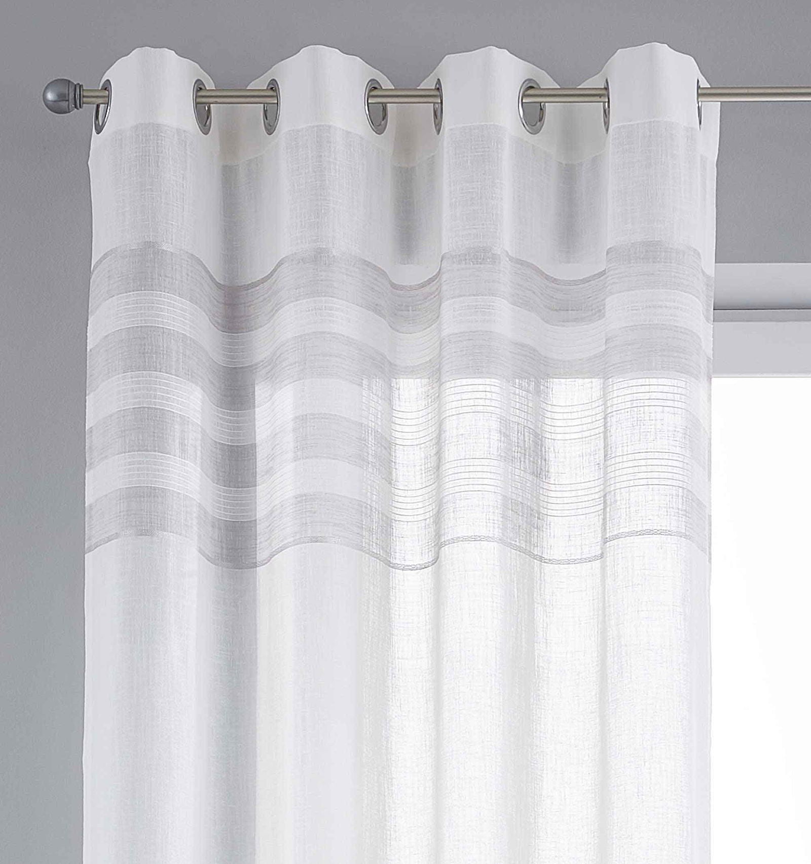 2er Set Gardinen Ösen Vorhang Streifen Gewebt »LINEN« HxB 245x140 cm Naturweiß Grau Ösenschal Batist Halbttransparent Webstreifen 2022310-2 Gardinenschal 2er_Set_Gardinen_Osen_Vorhang_Streifen_Gewebt_LINEN_HxB_245x140_cm_Naturweiss_Grau_Osenschal_Batist_Halbttransparent_Webstreifen_2022310-2_-_Gardinenbox.de_-_-3671336 | Gardinenbox.de