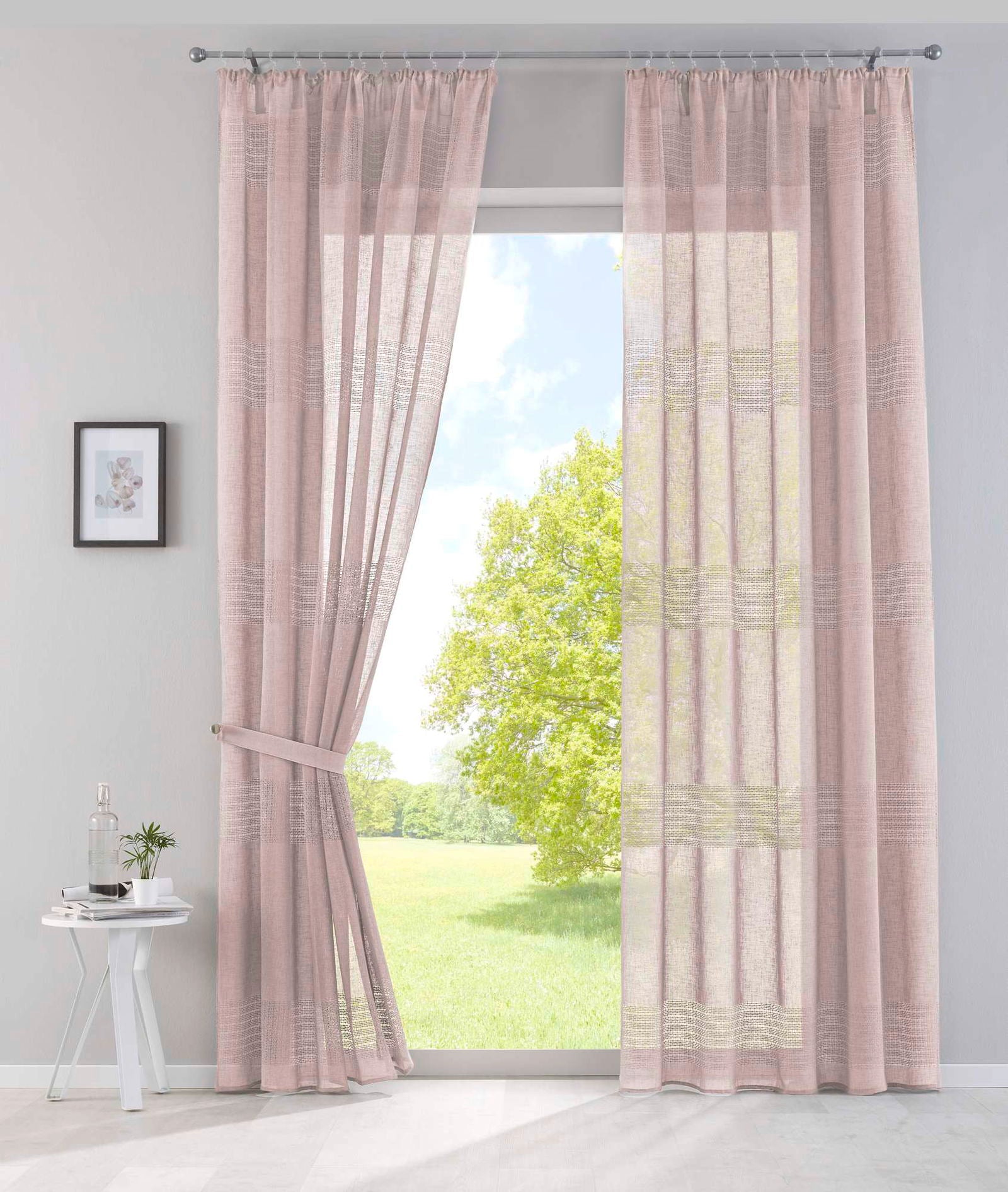 2er Set Gardinen Voile »Sanremo« Landhaus-Stil Querstreifen Leinen Häkel Optik Netzstruktur verdeckte Schlaufen Gardinenband 20190340-2 Coral Gardinenschal 2er_Set_Gardinen_Voile_Sanremo_Landhaus-Stil_Querstreifen_Leinen_Hakel_Optik_Netzstruktur_verdeckte_Schlaufen_Gardinenband_20190340-2_-_Gardinenbox.de_-_-3671362 | Gardinenbox.de