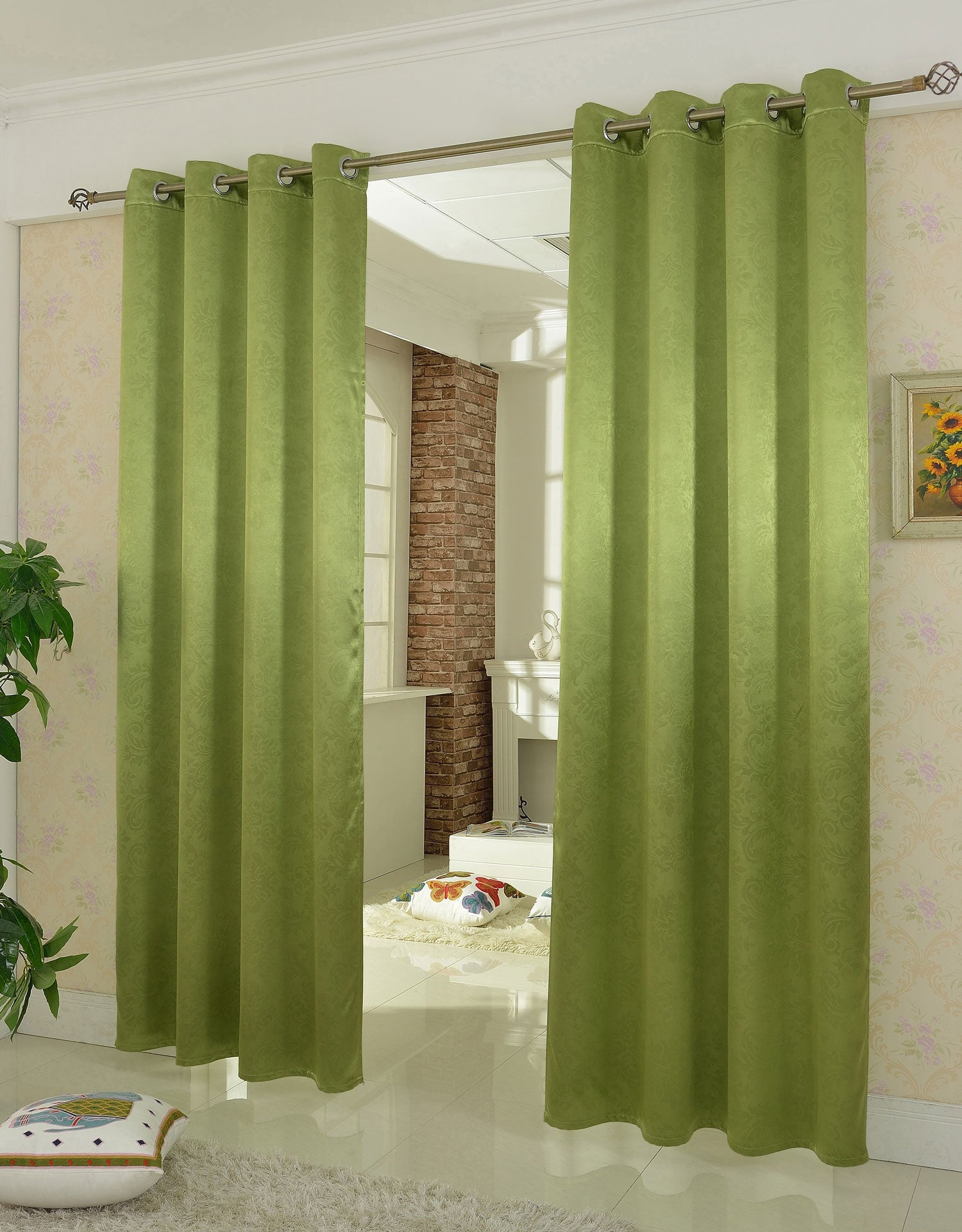 2er Set Satin Verdunkelung Vorhänge Emboss Reliefprägung bemustert Vorhang Gardine 20370-380 Apfelgrün Barock Ösen Vorhang 2er_Set_Satin_Verdunkelung_Vorhange_Emboss_Reliefpragung_bemustert_Vorhang_Gardine_20370-380_-_Gardinenbox.de_-_-3672219 | Gardinenbox.de